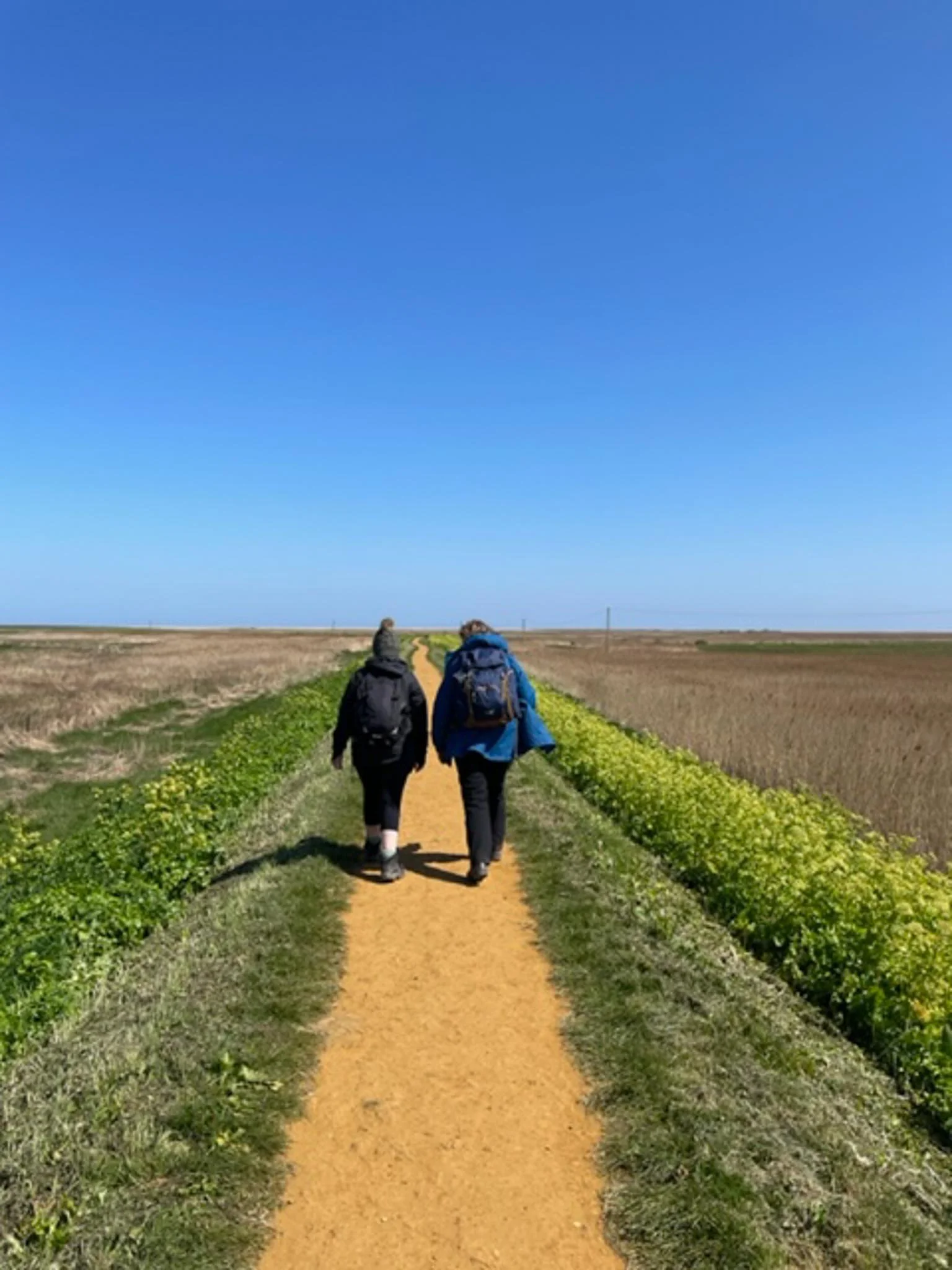 Two walkers on the Norfolk Coast