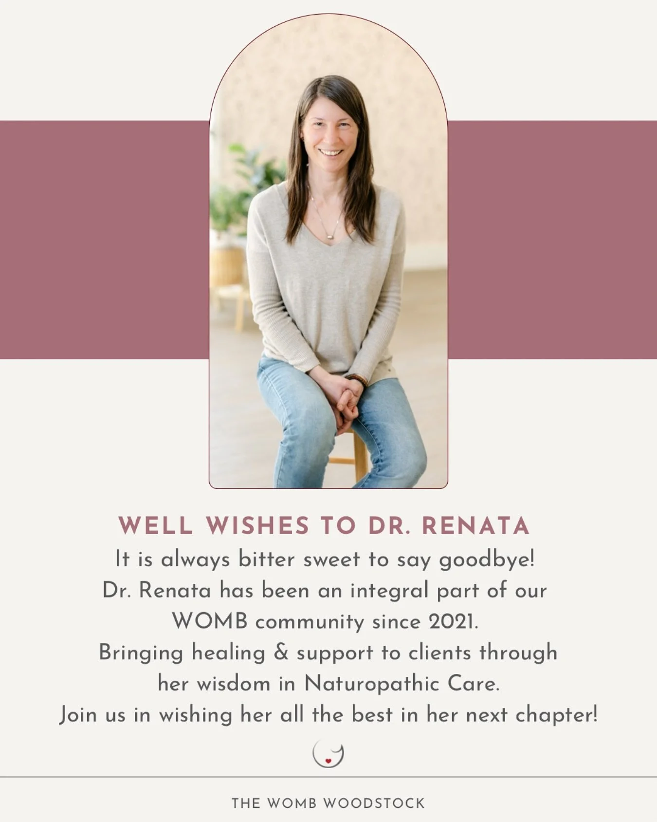 ✨A Million Thank Yous✨

We want to express our heartfelt thanks for Dr. Renata's time supporting clients at 
The WOMB Woodstock.

We know her passion and care will make a lasting impact in her next community &hearts;️

Join us in wishing Dr. Renata a