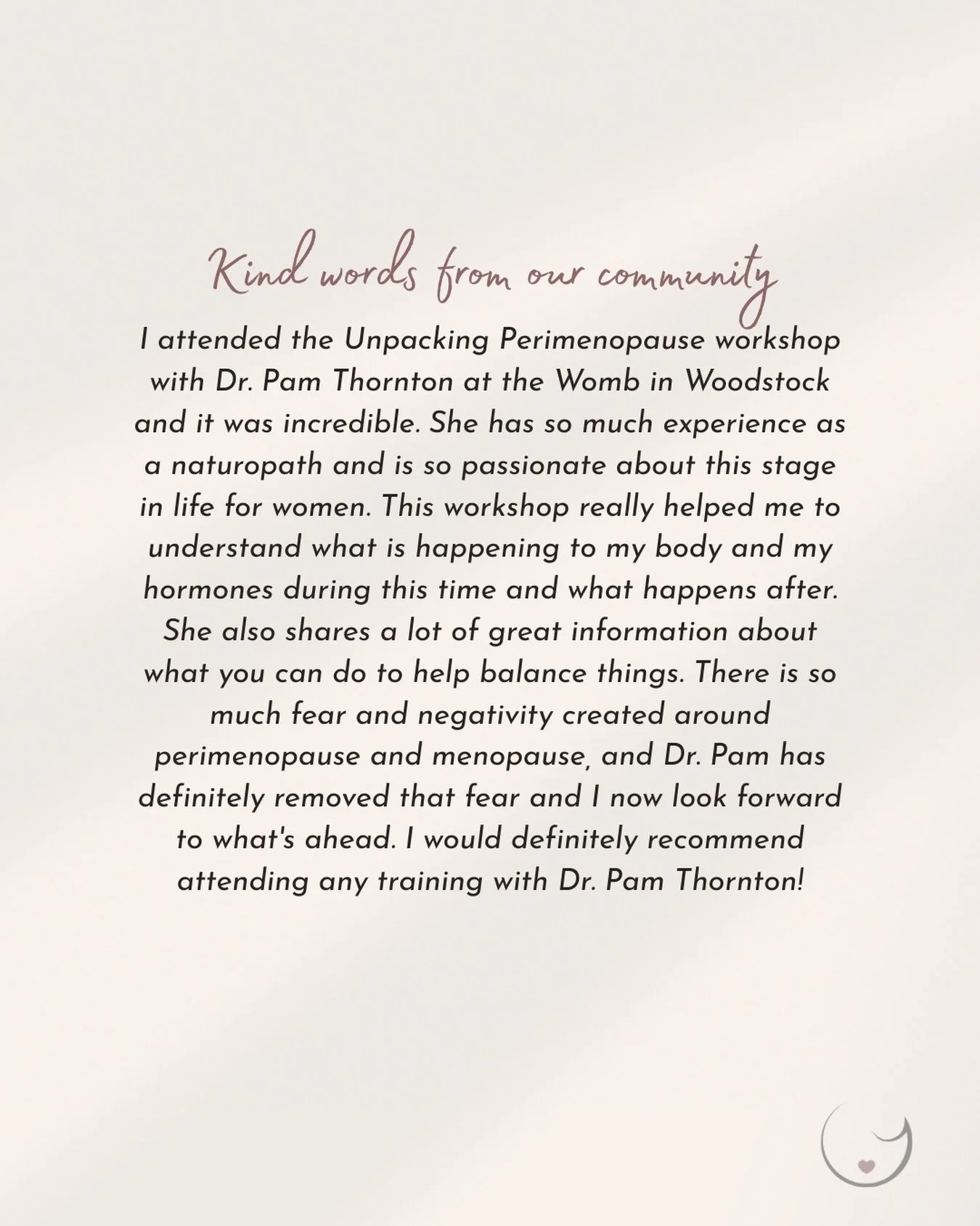 This is what happens when we create space to understand what&rsquo;s happening in our bodies instead of fearing it.

Dr. Pam Thornton&rsquo;s Unpacking Perimenopause workshop did exactly what we hope all our offerings do - it removed the fear and rep