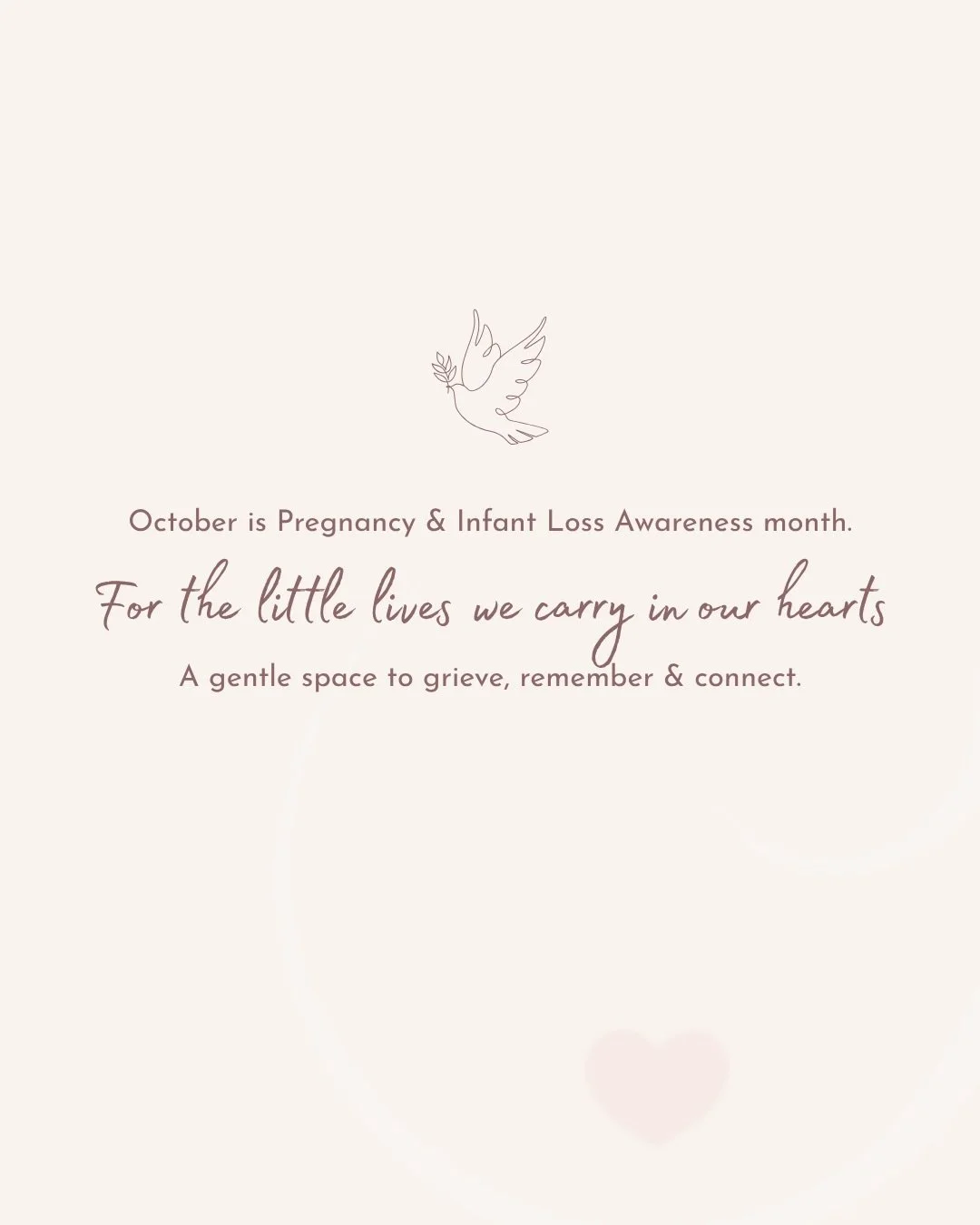 October is Pregnancy &amp; Infant Loss Awareness Month. 🤍

A time to honour the little lives that left us too soon, acknowledge the grief that so often goes unseen, and remind those who have experienced loss that they are not alone.
Grief looks diff