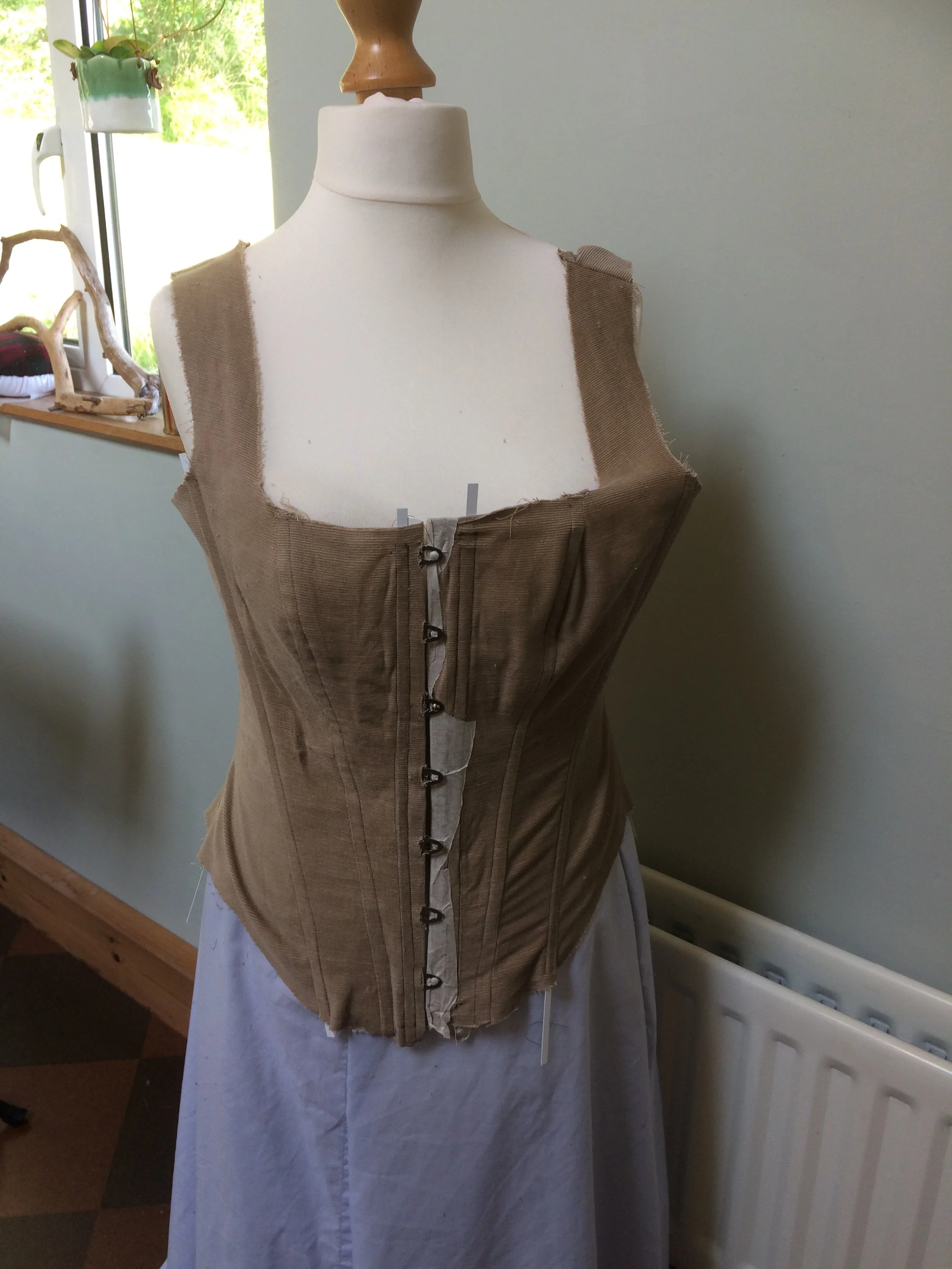 Front view of bodice toile