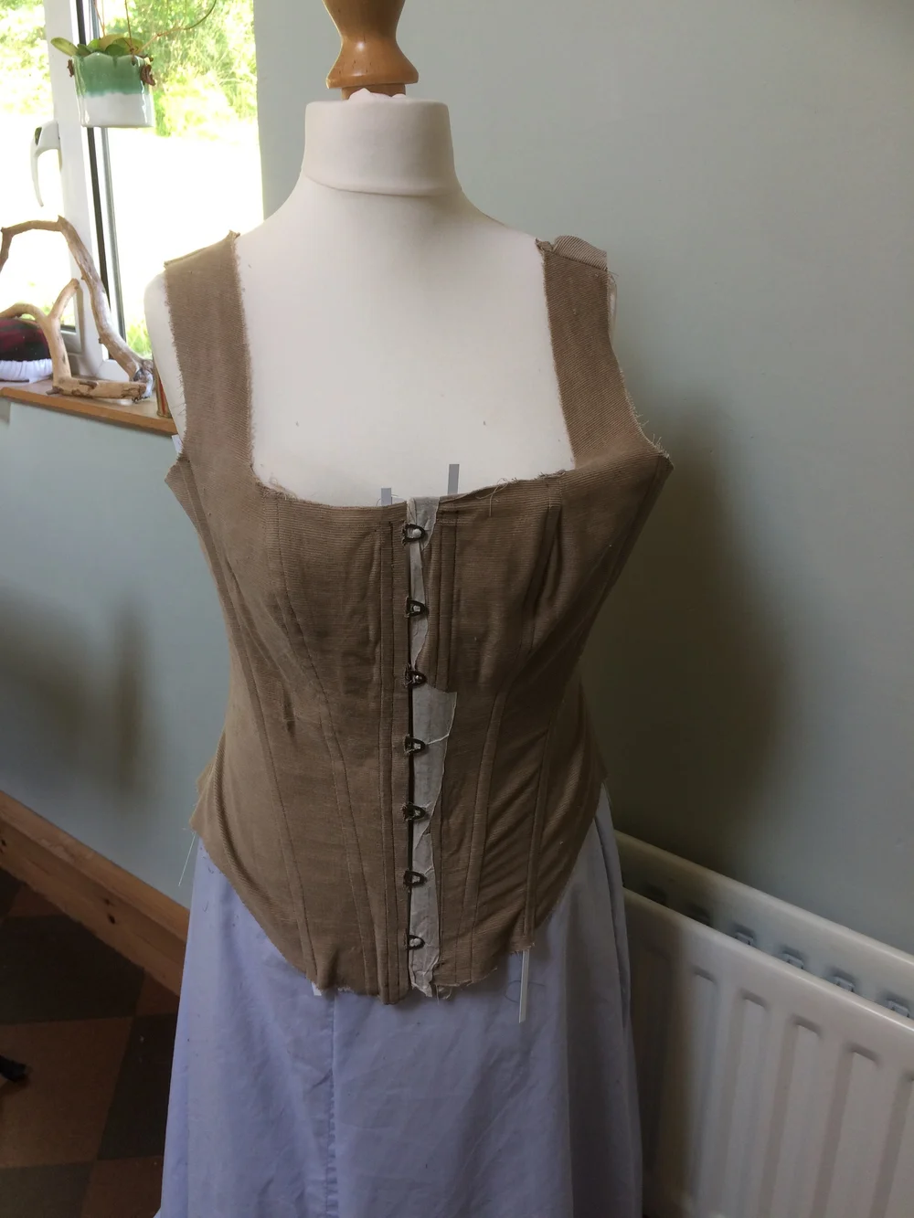 Front view of bodice toile