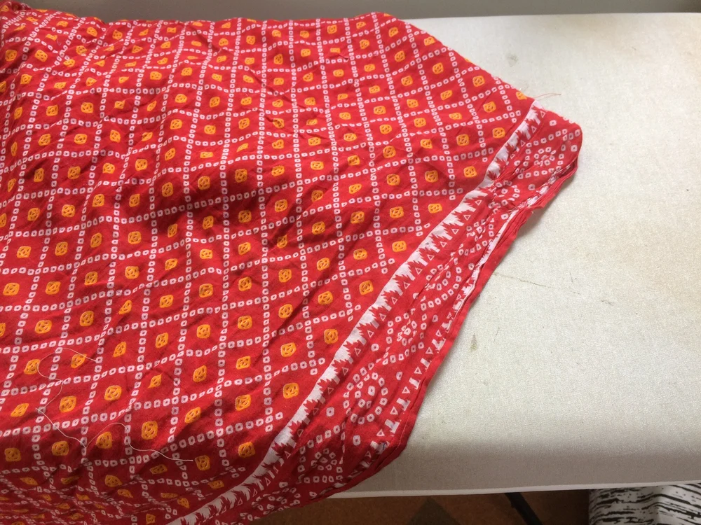 Red fabric showing border