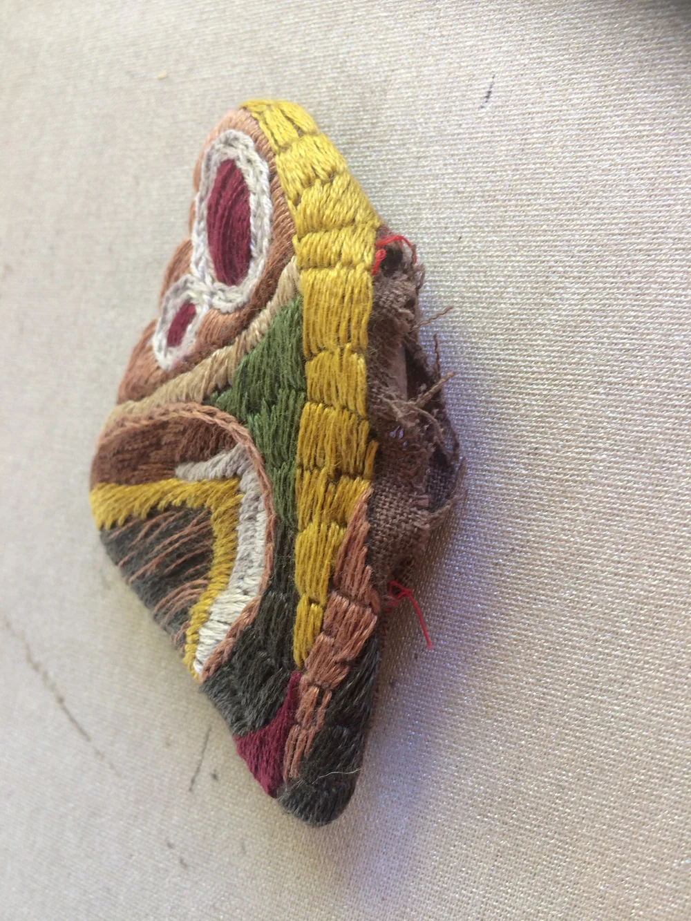 Wing sewn and turned right-way round