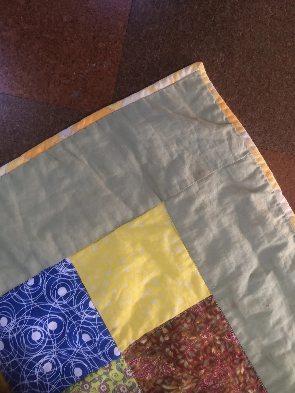 Close up of corner of quilt