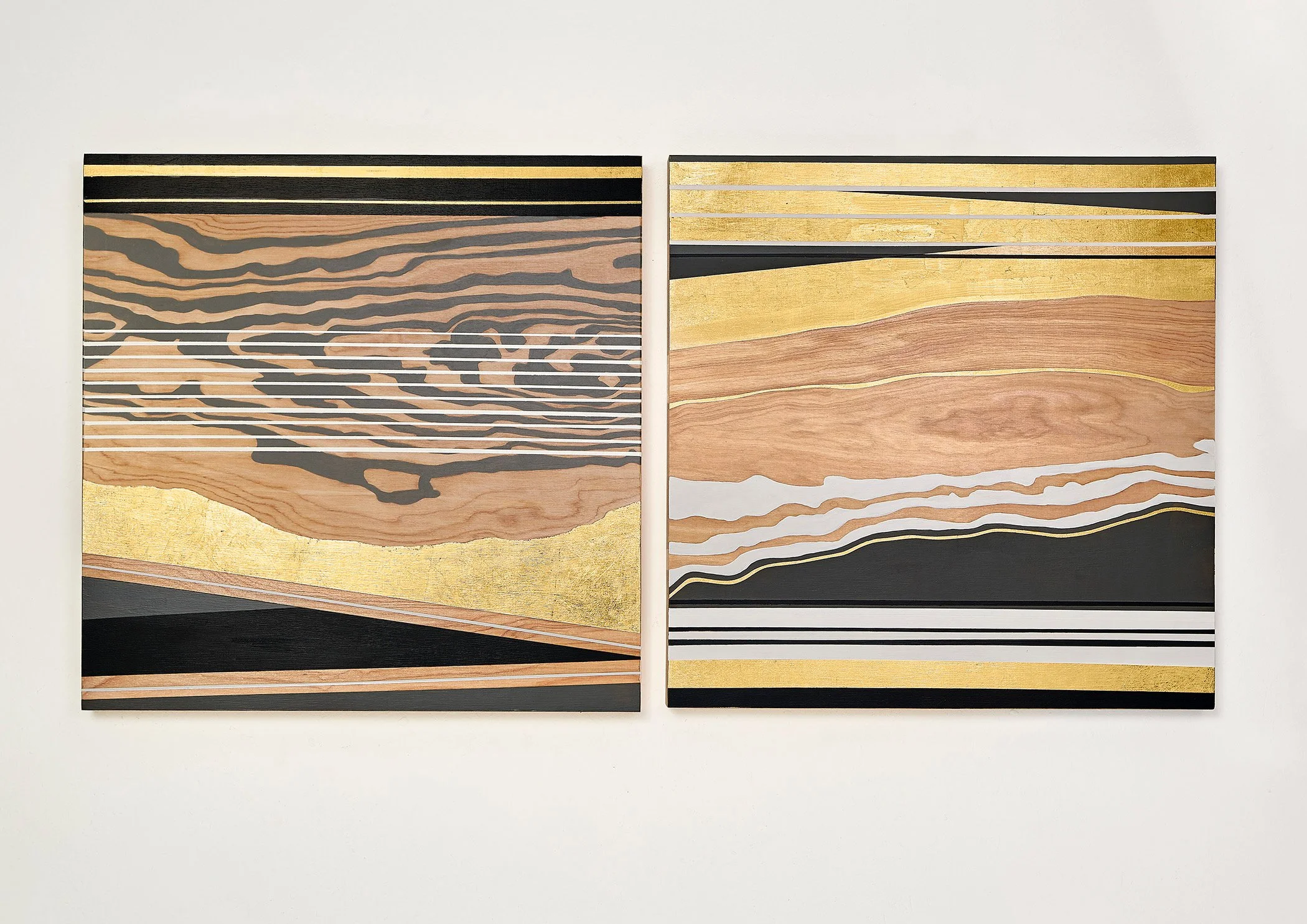 Arizona Monsoons, latex and gold leaf on two birch panels, 23 x 46 x 2 inches, $3,600