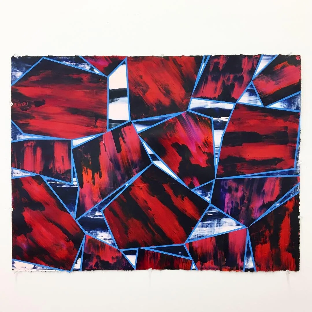 Between Us, Behind Us, acrylic paint on paper, 22 x 30 inches