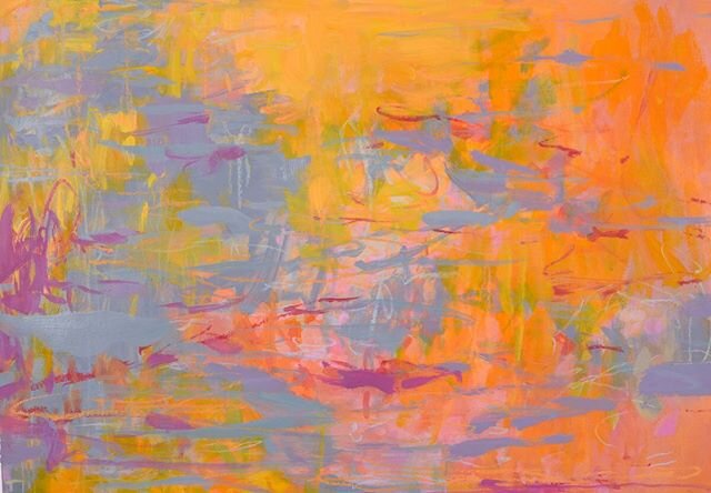 Shimmer II by @cschmitzfineart oil on paper, 19x27 inches #oilpainting #abstractart #abstractpainting #paintingonpaper #shimmer #color #joy #happiness #light #sunshine #feelslikesummer #womenartists #buyart #availableart #artforsale #collectart #addc