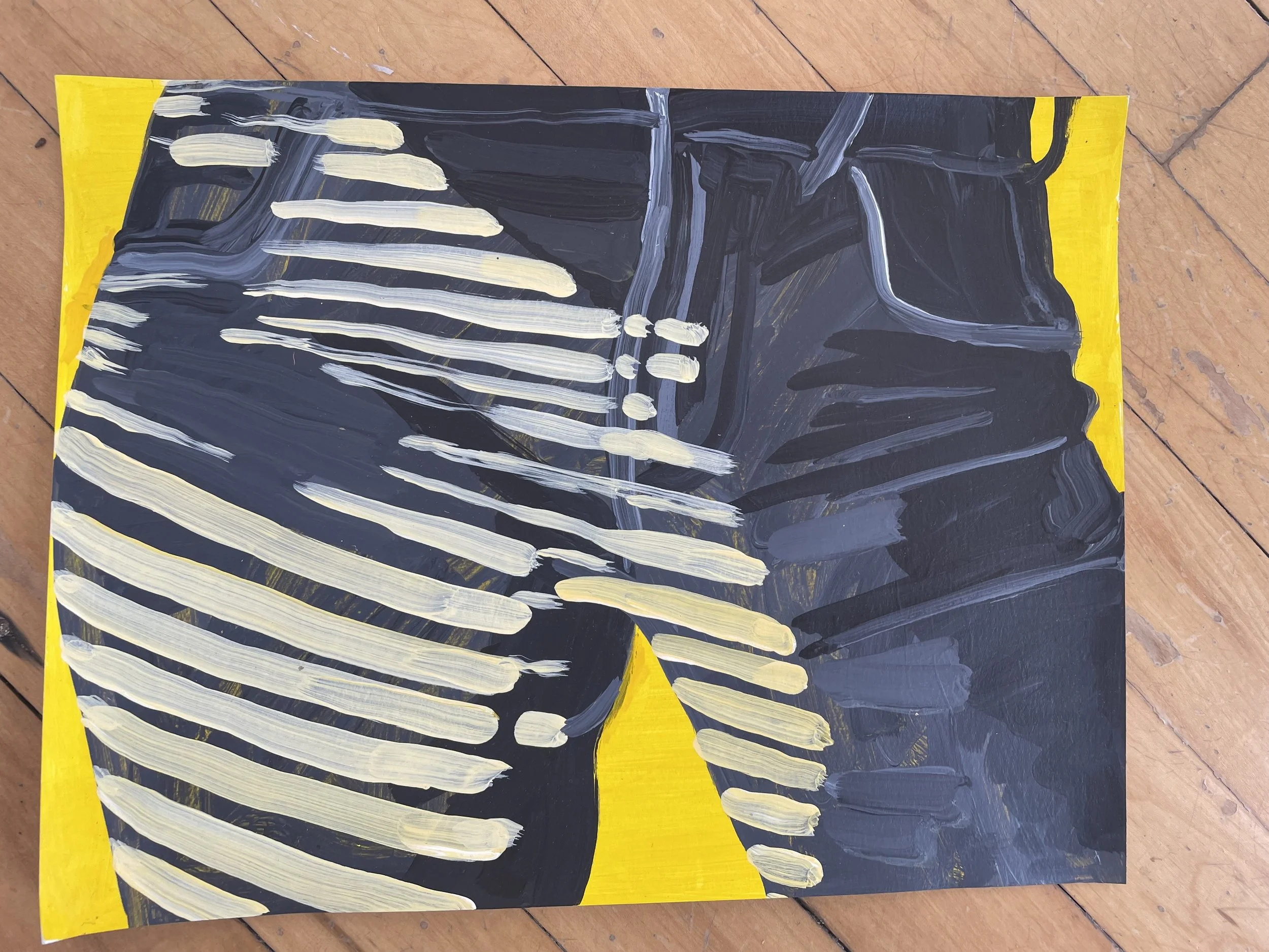 Jeans, acrylic on paper, 9 x 11 3/4 inches