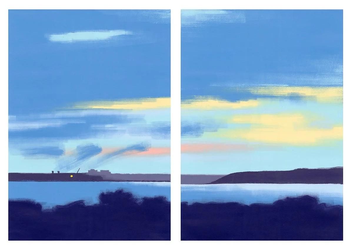 Blue and Purple, oil on paper/monotype, 39 x 56 inches