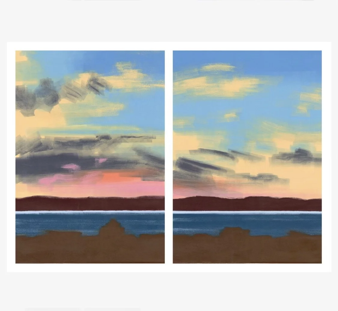 Fast Clouds, oil on paper/monotype, 39 x 56 inches