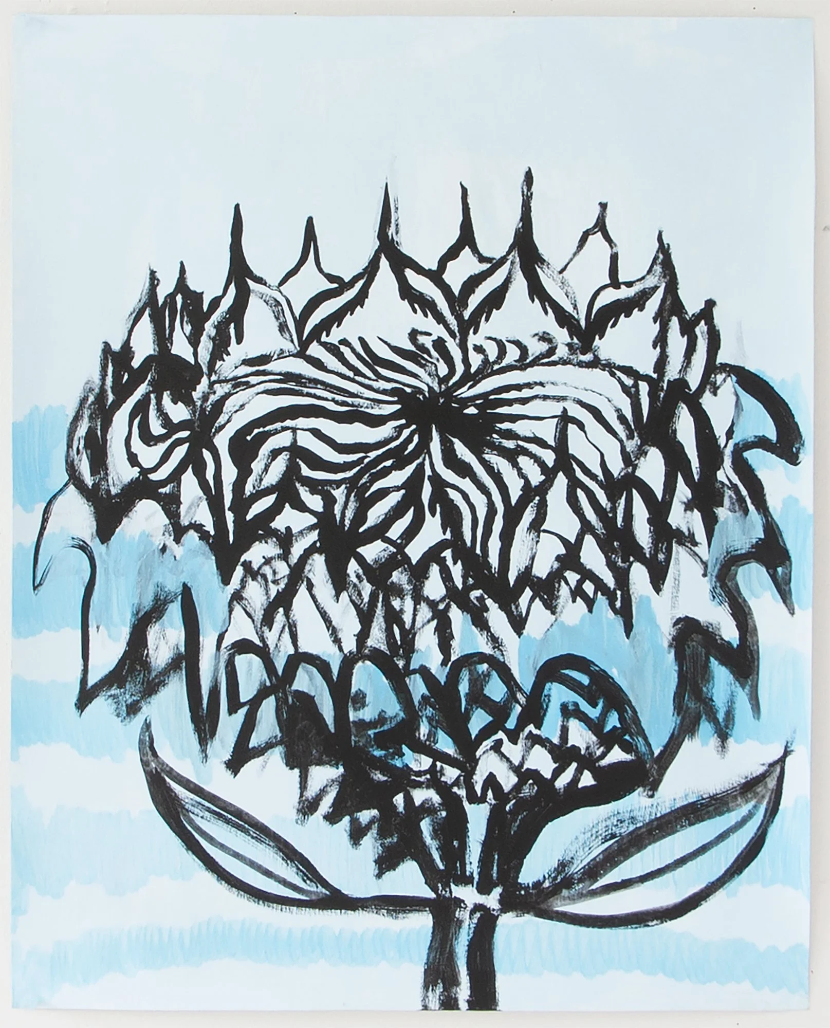 Blue Sunflower, ink on paper