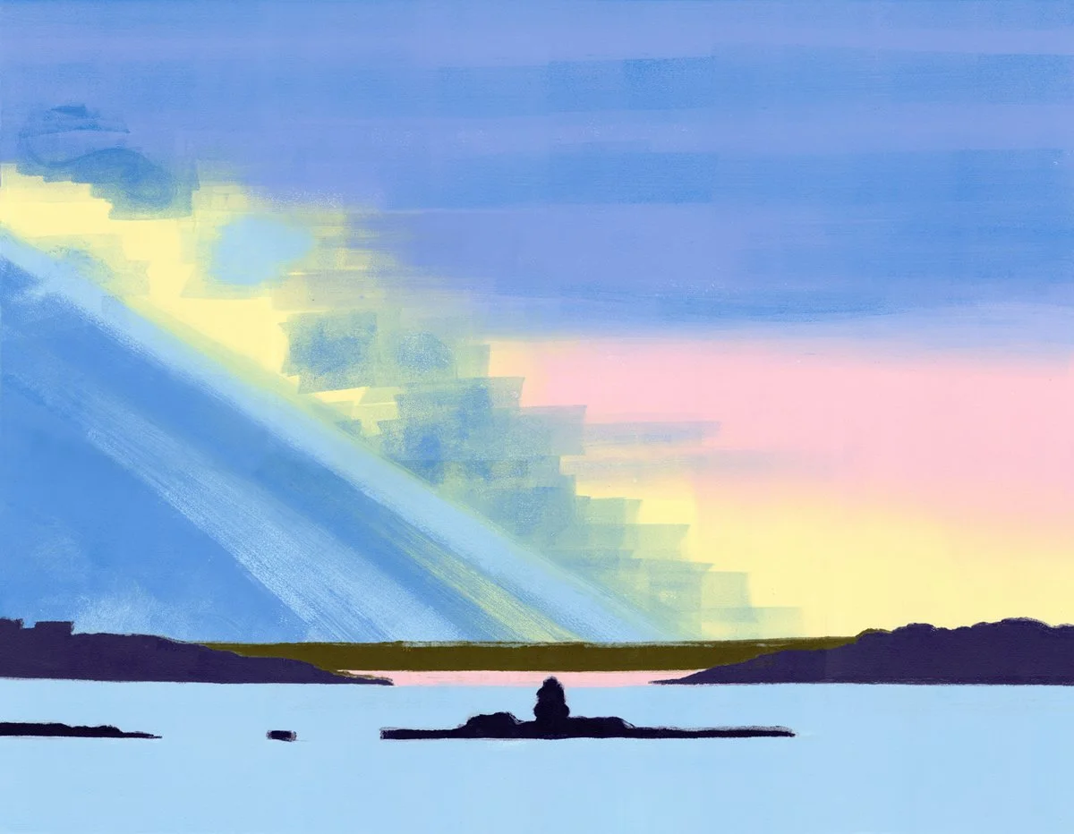 Purple Island, oil on paper/monotype, 38 x 48 inches