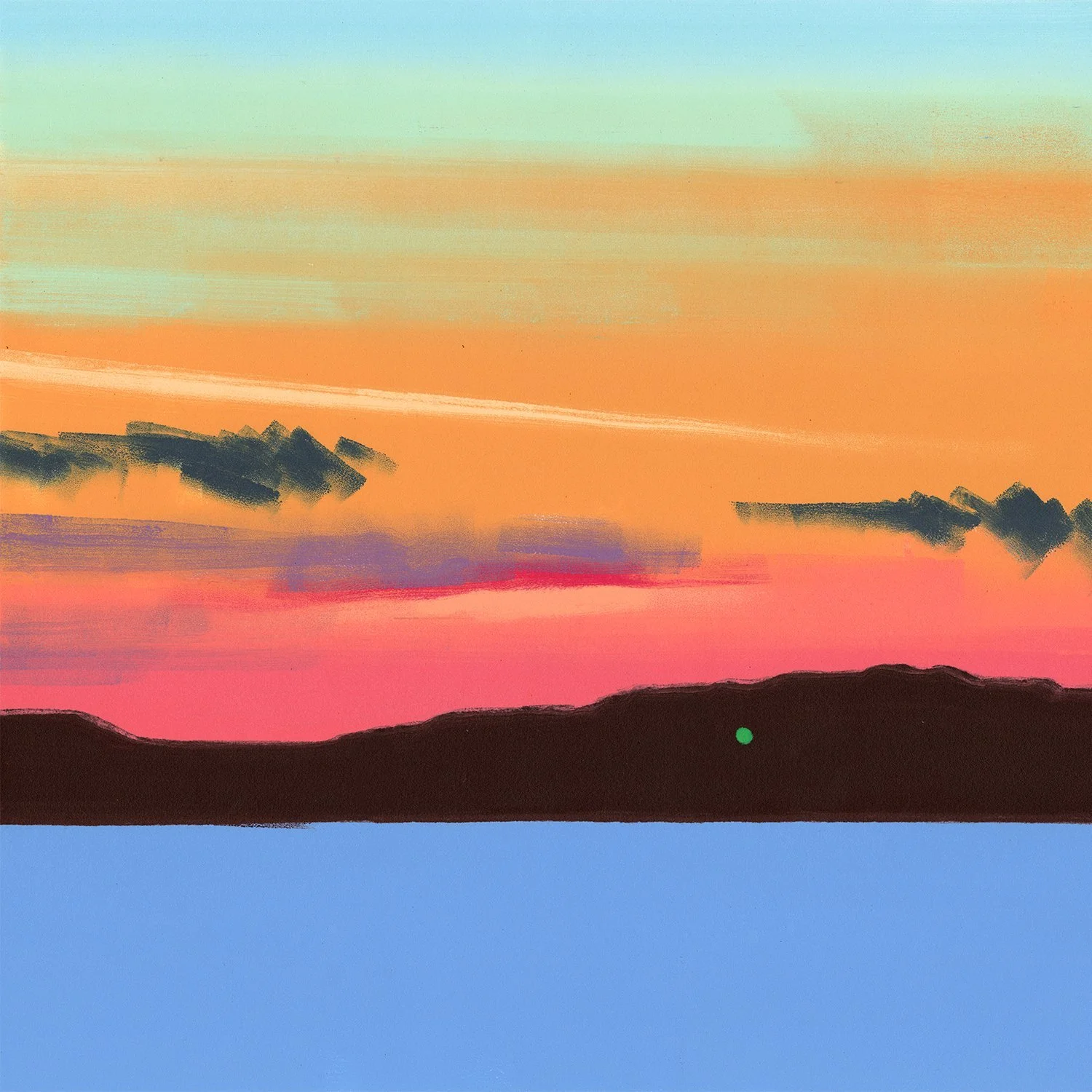 Departure, oil on paper/monotype, 27 x 27 inches