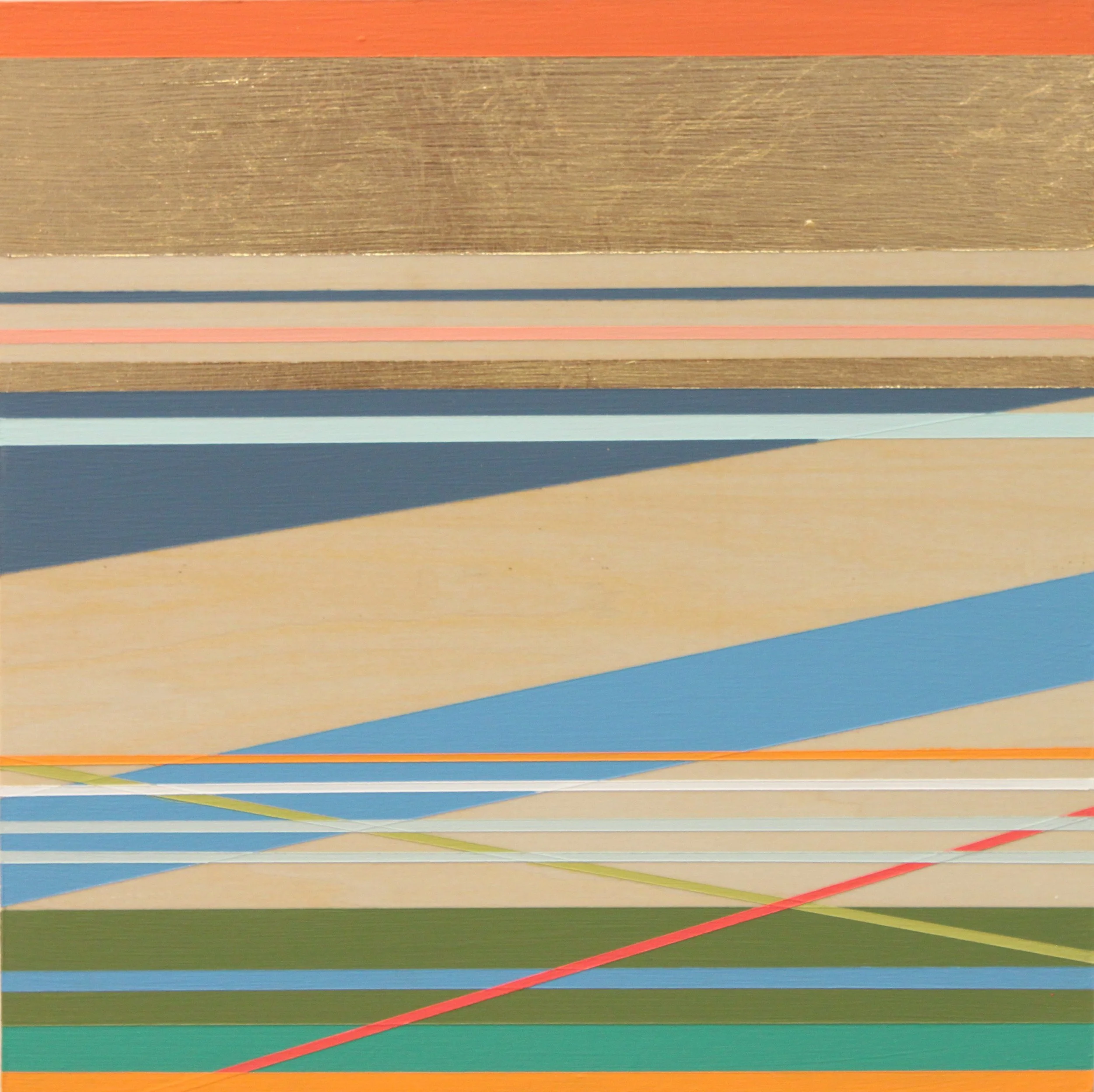 Promise of Summer, latex and gold leaf on wood panel, 10 x 10 inches, $450