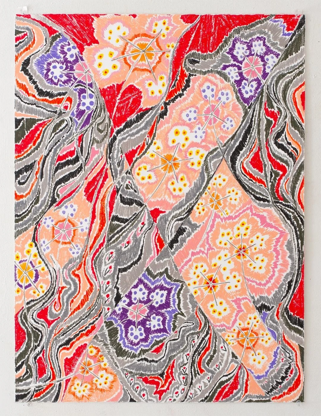 Constant Dance, ink and pastel on paper, 30 x 22 inches