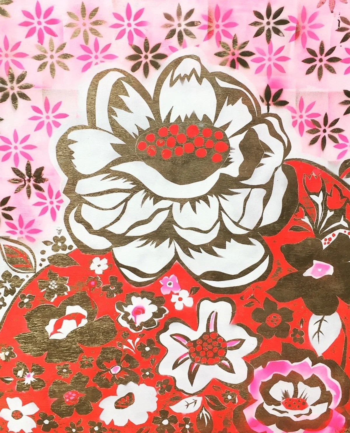 Metal Petal, spray paint on panel, 50 x 40 inches