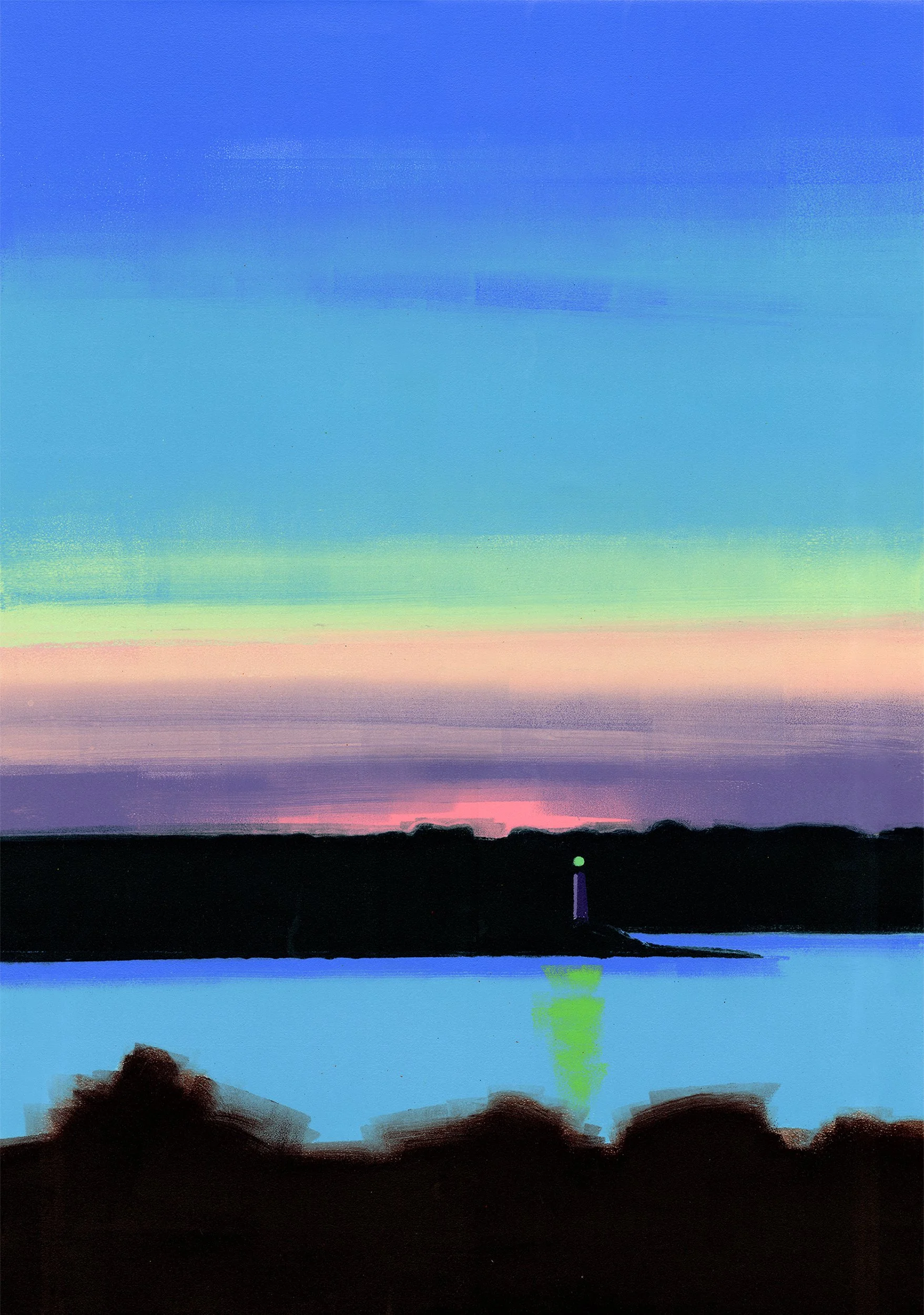 Beacon, oil on paper/monotype, 39 x 28 inches