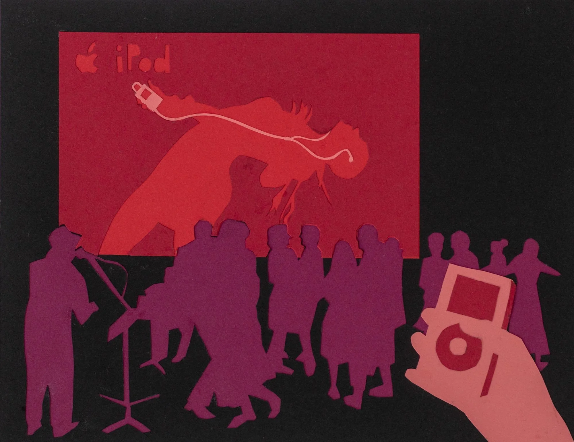 IPOD, cut paper collage, 9 x 12 inches