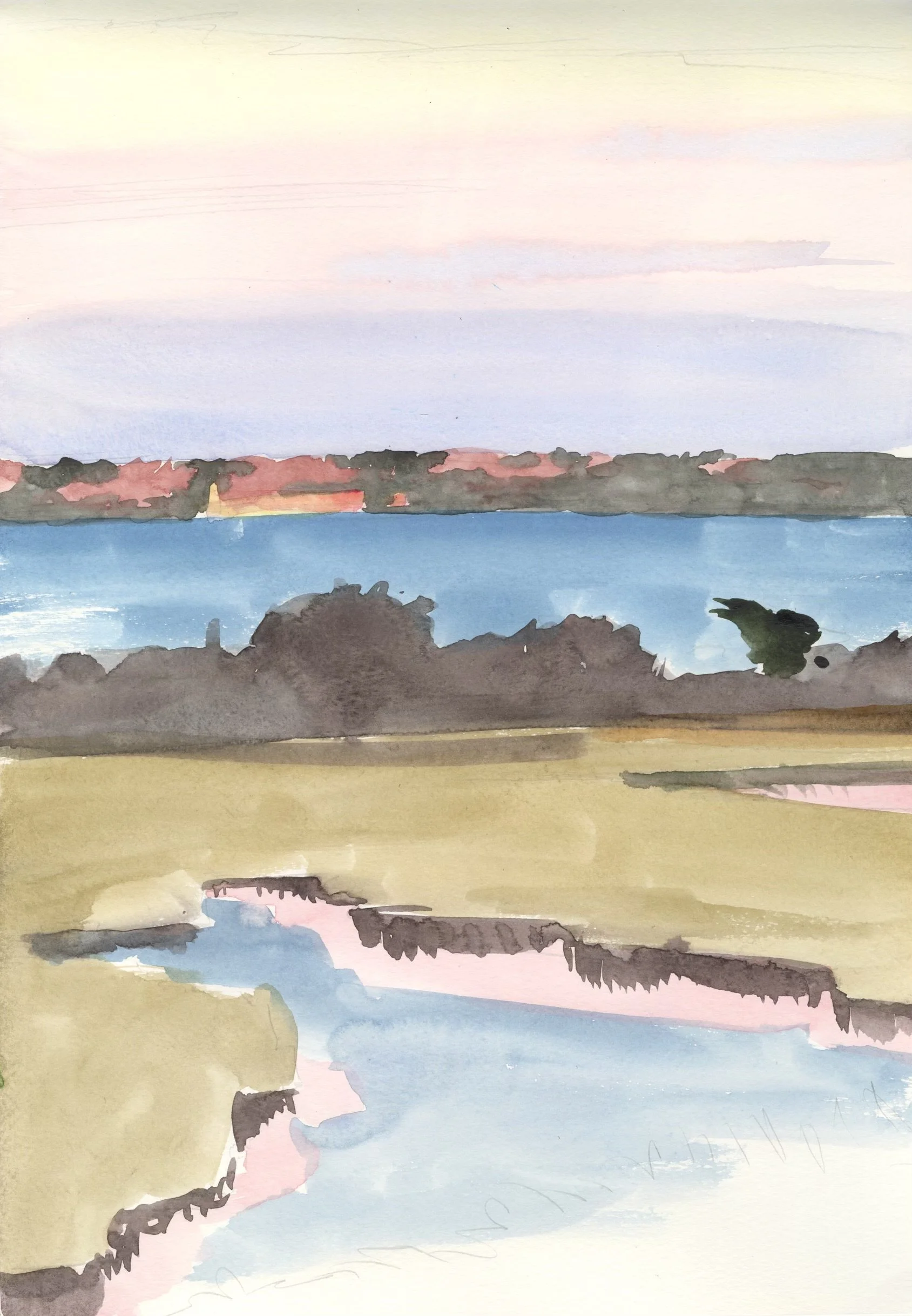 Yellow Lighthouse sketch, watercolor, 16 x 12 inches