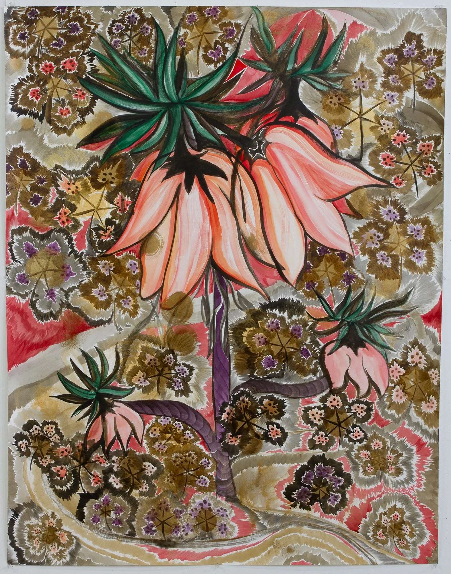 Fritillaria, 48h x 36w, (ink, acrylic on paper), 2025.jpeg