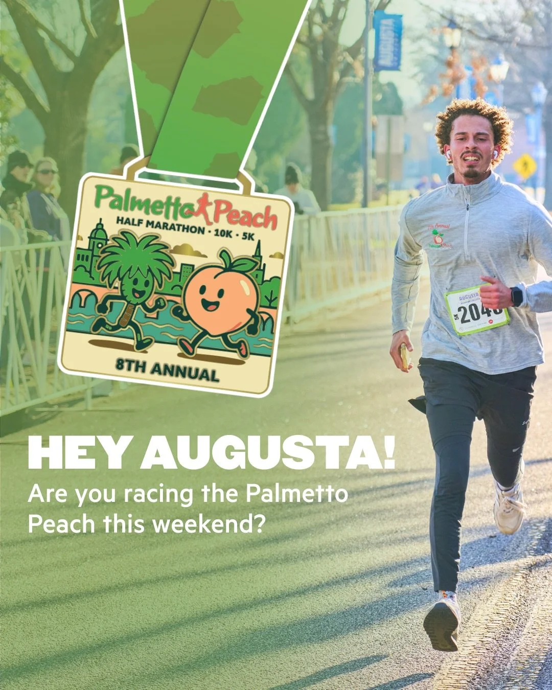 Hey Augusta! Who&rsquo;s racing the Palmetto Peach this weekend? If you see our Augusta Half/10K/5K sign on course, stop by and snag your runner discount for the 2026 race. Let&rsquo;s get those miles AND deals in!

#augustamarathon #peachpalmetto #r