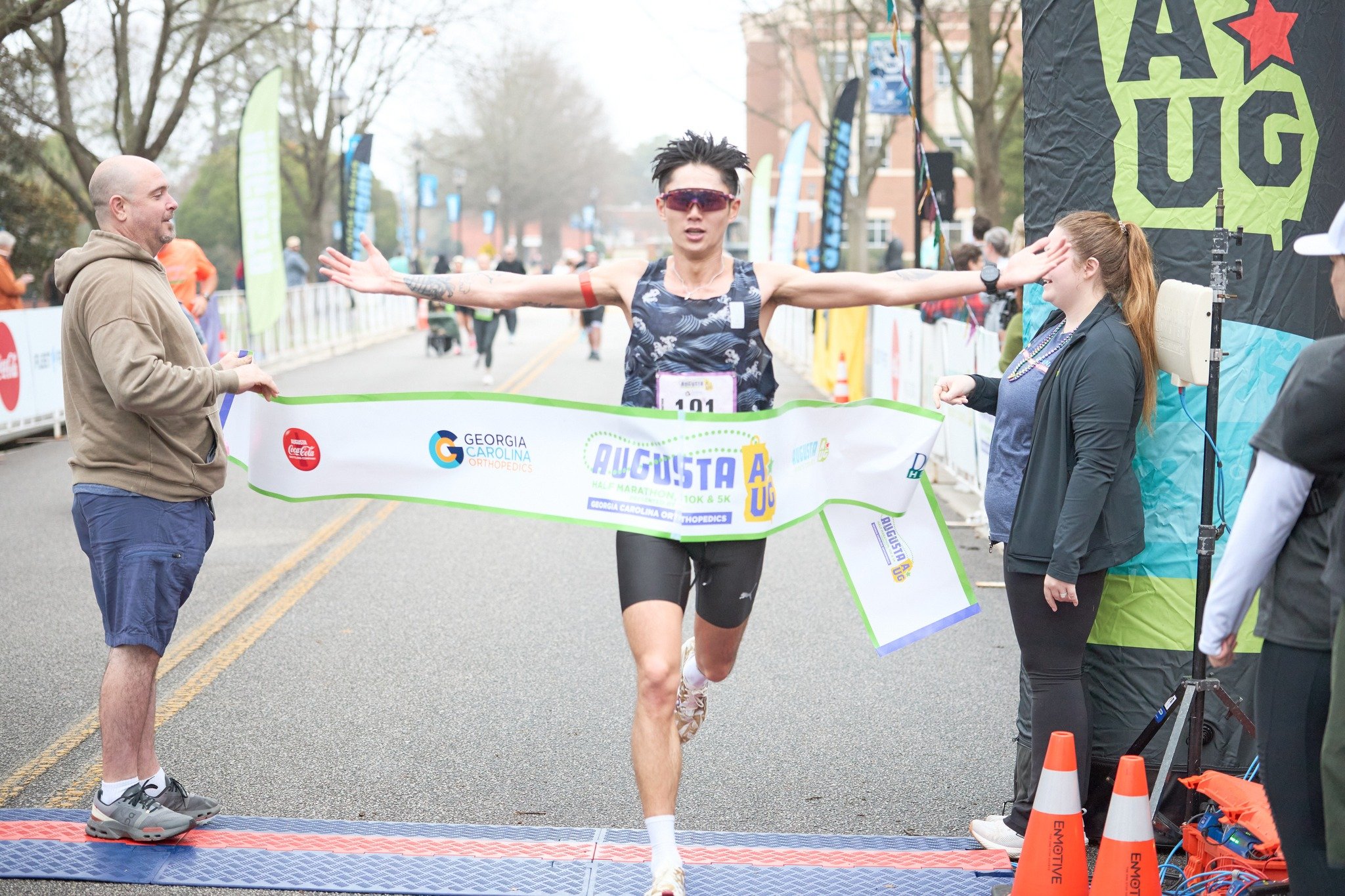 Congratulations to our top finishers! 🏅

Overall Half Marathon Male: Andrew Ye, Augusta, GA, 1:10:14
Overall Half Marathon Female: Nikki Long, Cary, NC, 1:27:18 

Top 3 10k Male: Drew Miller (37:05), Knox Wilson, Adrien Grossenbacher
Top 3 10k Femal