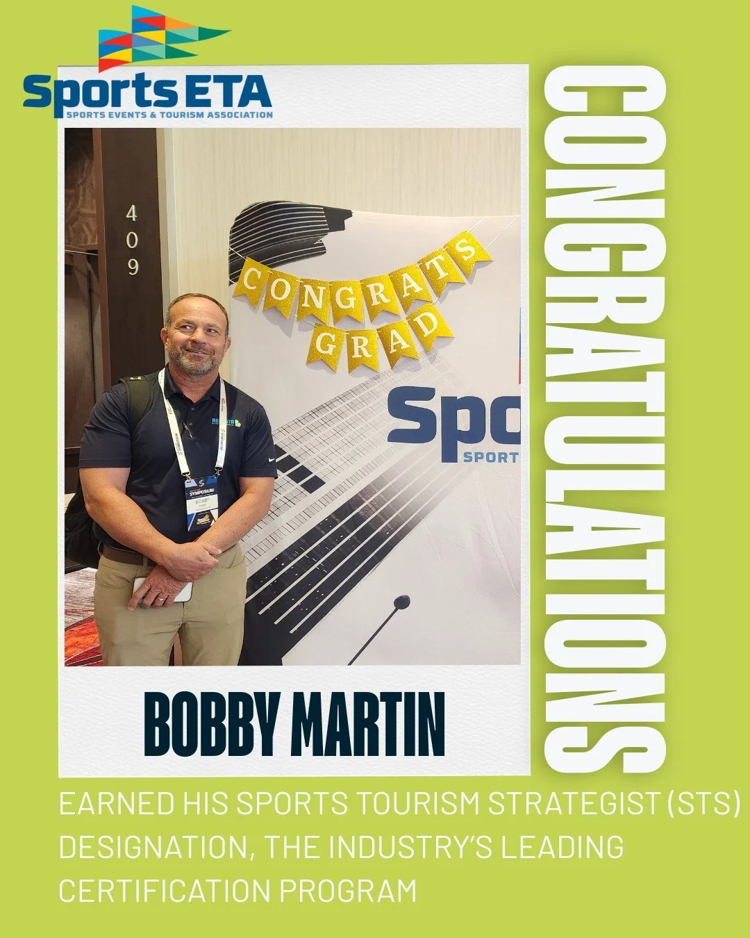 Congratulations to our very own Bobby Martin for earning his Sports Tourism Strategist (STS) designation! 👏🎉

@sports_eta 

#AugustaSportsCouncil #SportsETA