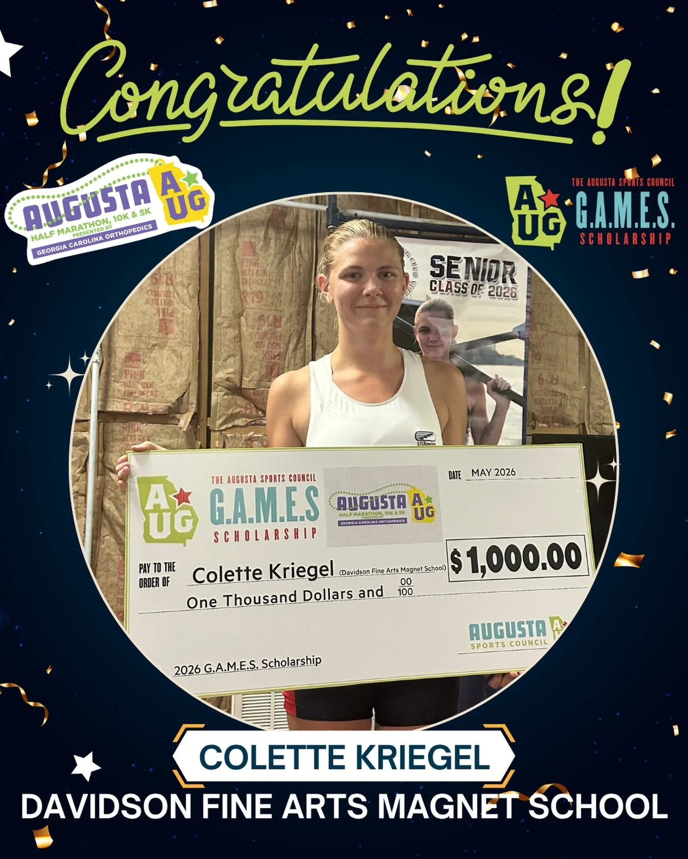 🎉 Congratulations to our 2026 G.A.M.E.S Scholarship recipient: 𝗖𝗼𝗹𝗲𝘁𝘁𝗲 𝗞𝗿𝗶𝗲𝗴𝗲𝗹 from @dfamagnet!

We&rsquo;re happy to support local student-athletes who excel in the classroom, in the community, and on their team. 📚

Participation in 