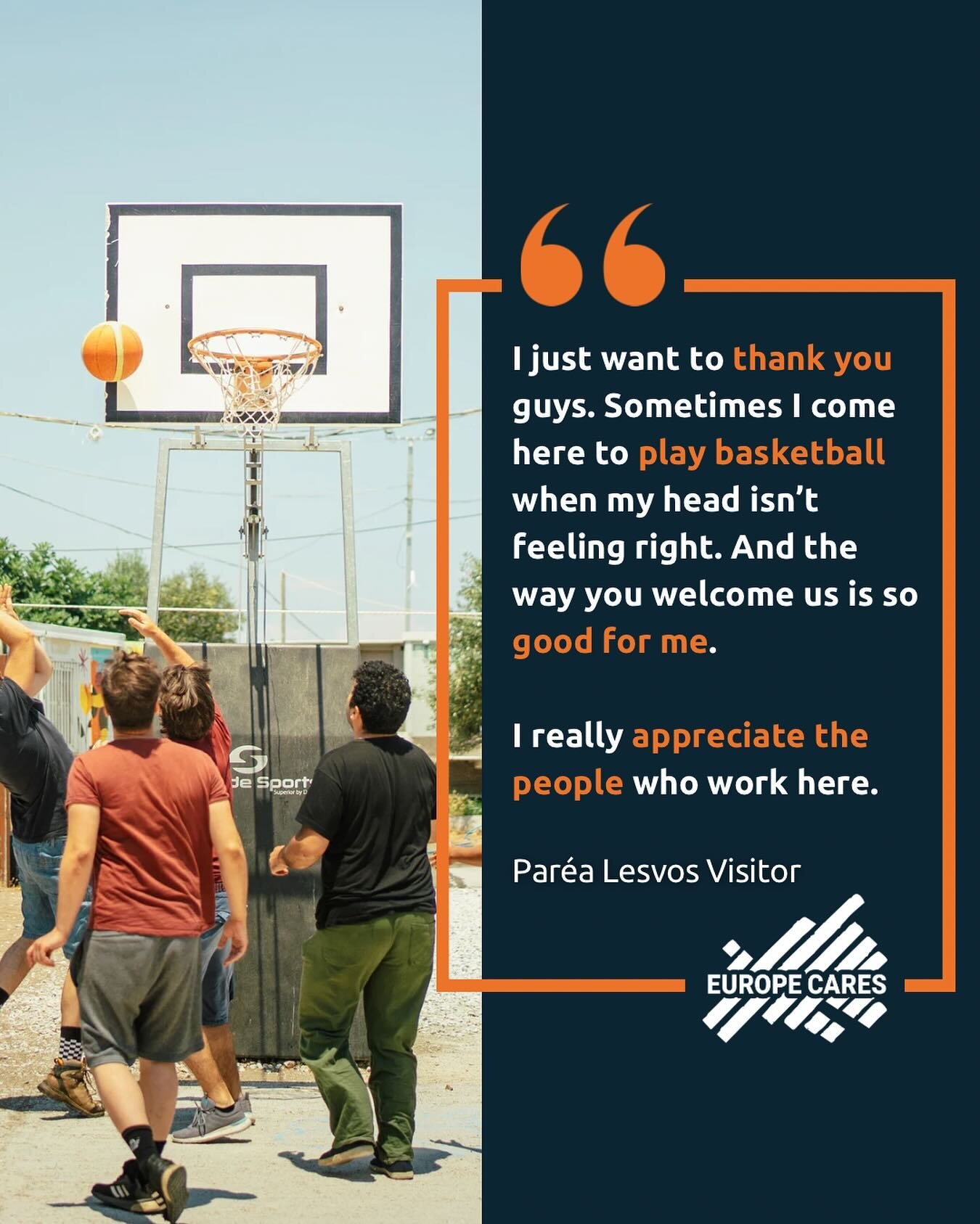 Closing the week with a visitors testimony from @parea.lesvos 🧡

At @parea.lesvos our visitors can find a place where they can relax, have a coffee, play games or do some sports. In a space where everyone welcomes each other with a friendly smile, o