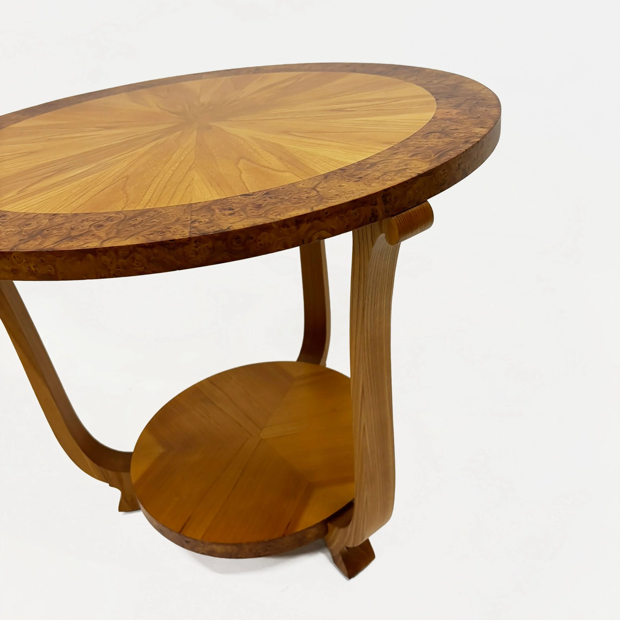 Burl Walnut Art Deco Table, Sweden 1930s