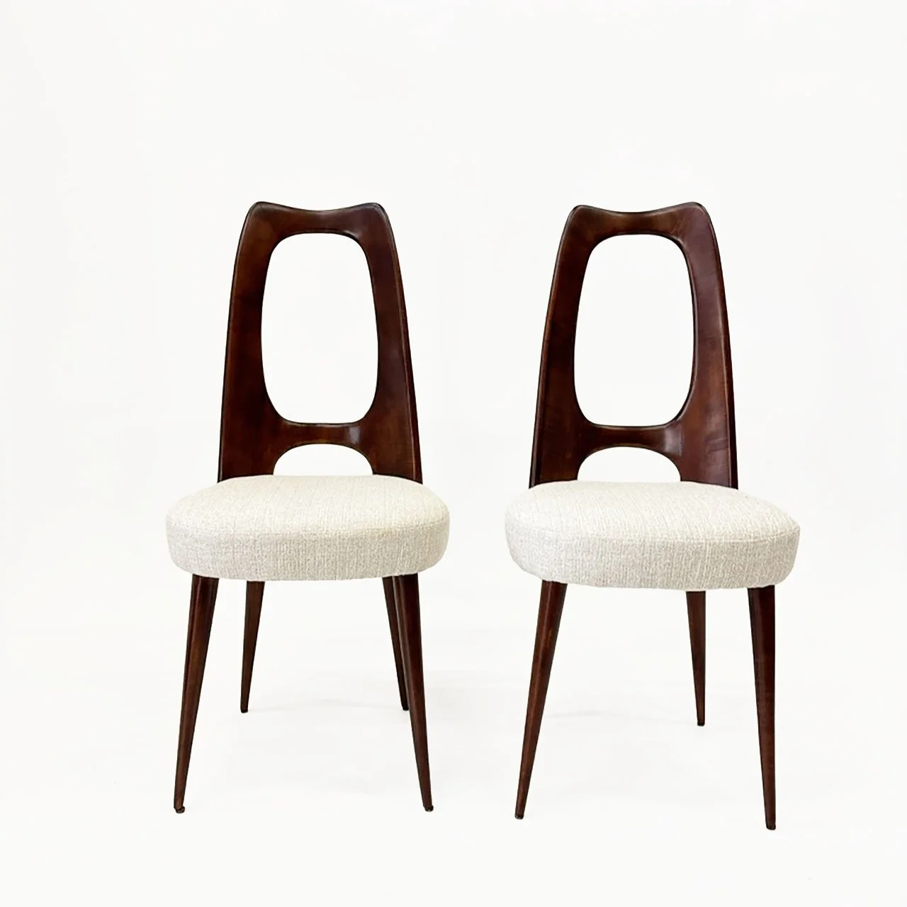 Vittorio Dassi Italian Mahogany Chairs, 1950s