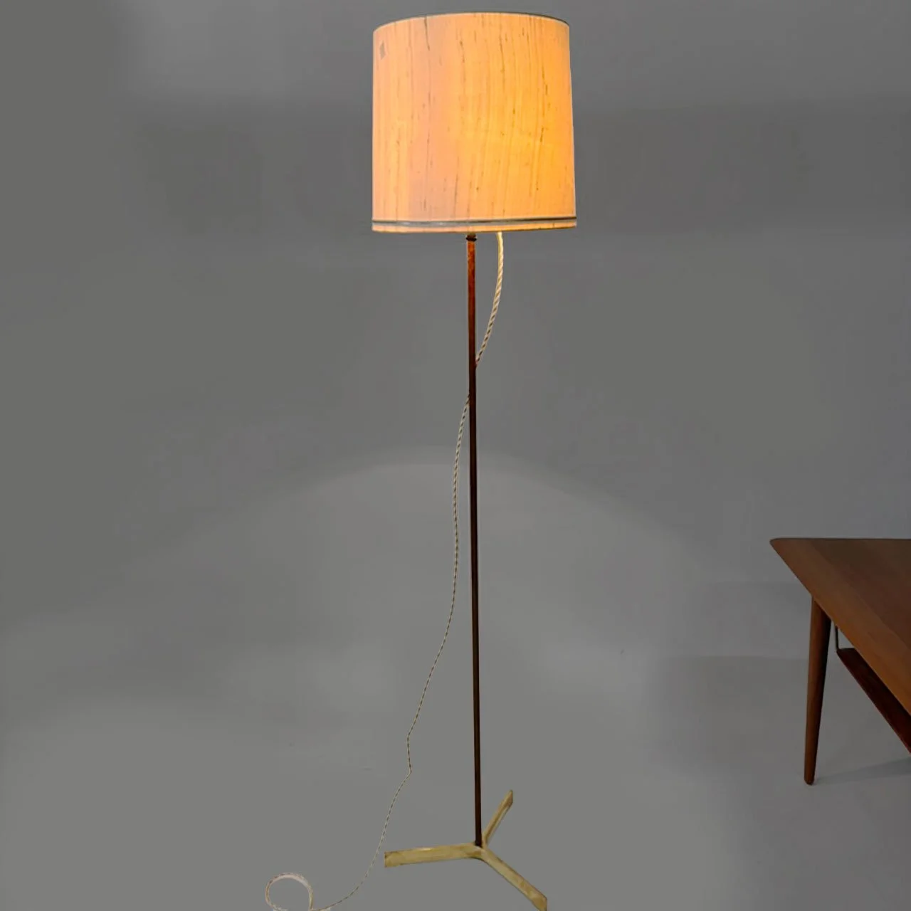 Rosewood and Brass Floor Lamp, Denmark 1960s