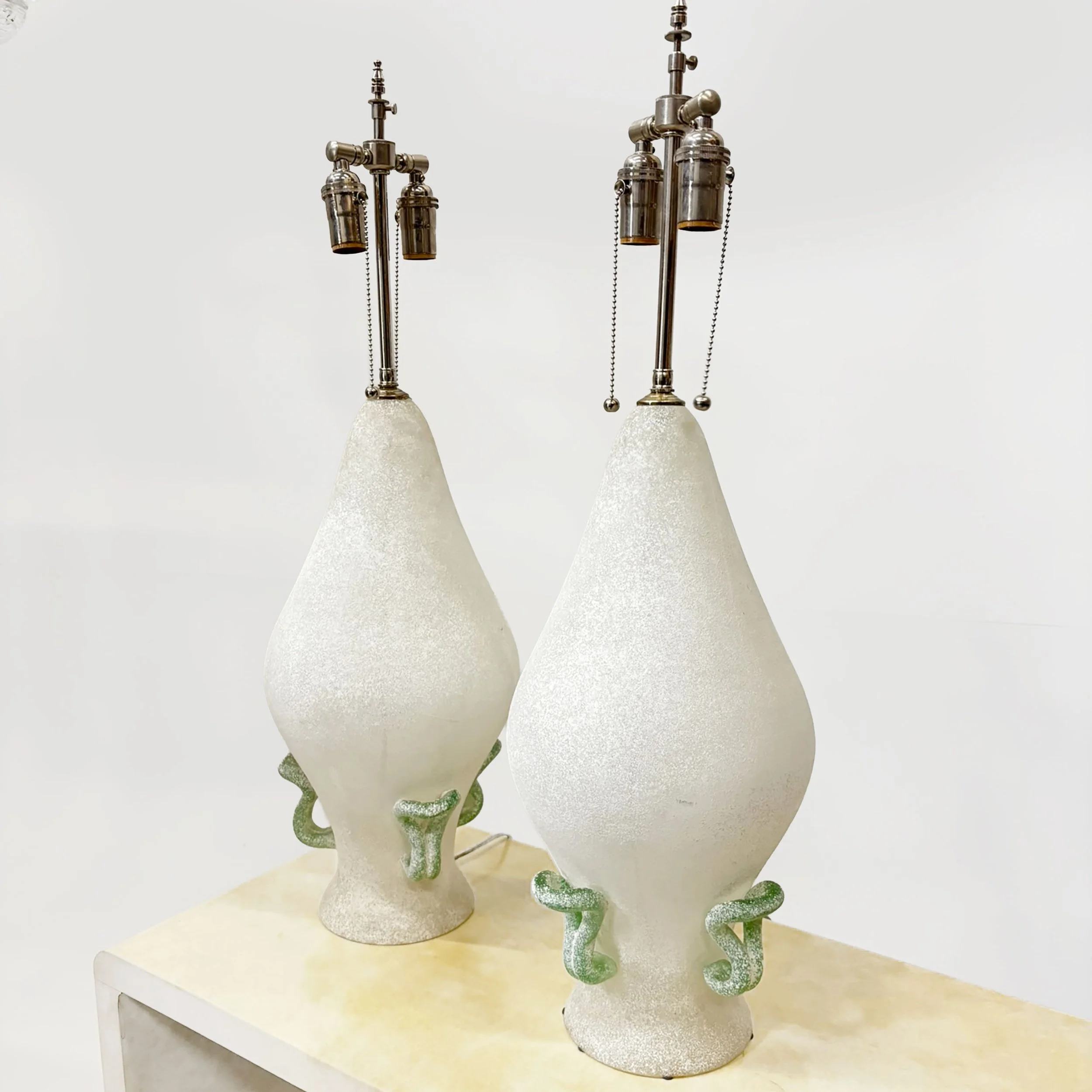 Pair of Scavo Murano Lamps, Manner of Alfredo Barbini