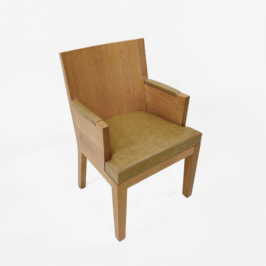 Vintage French cerused oak arm chair, circa 1950s