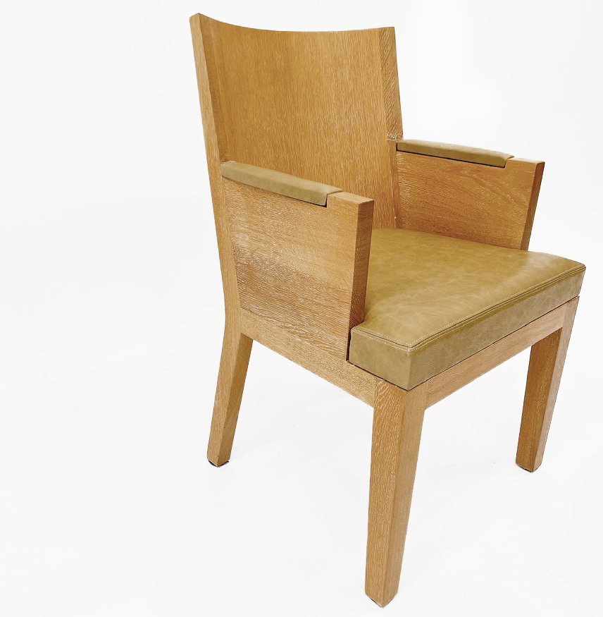Vintage French cerused oak arm chair, circa 1950s