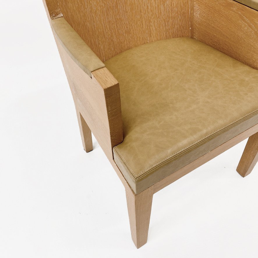 Vintage French cerused oak arm chair, circa 1950s