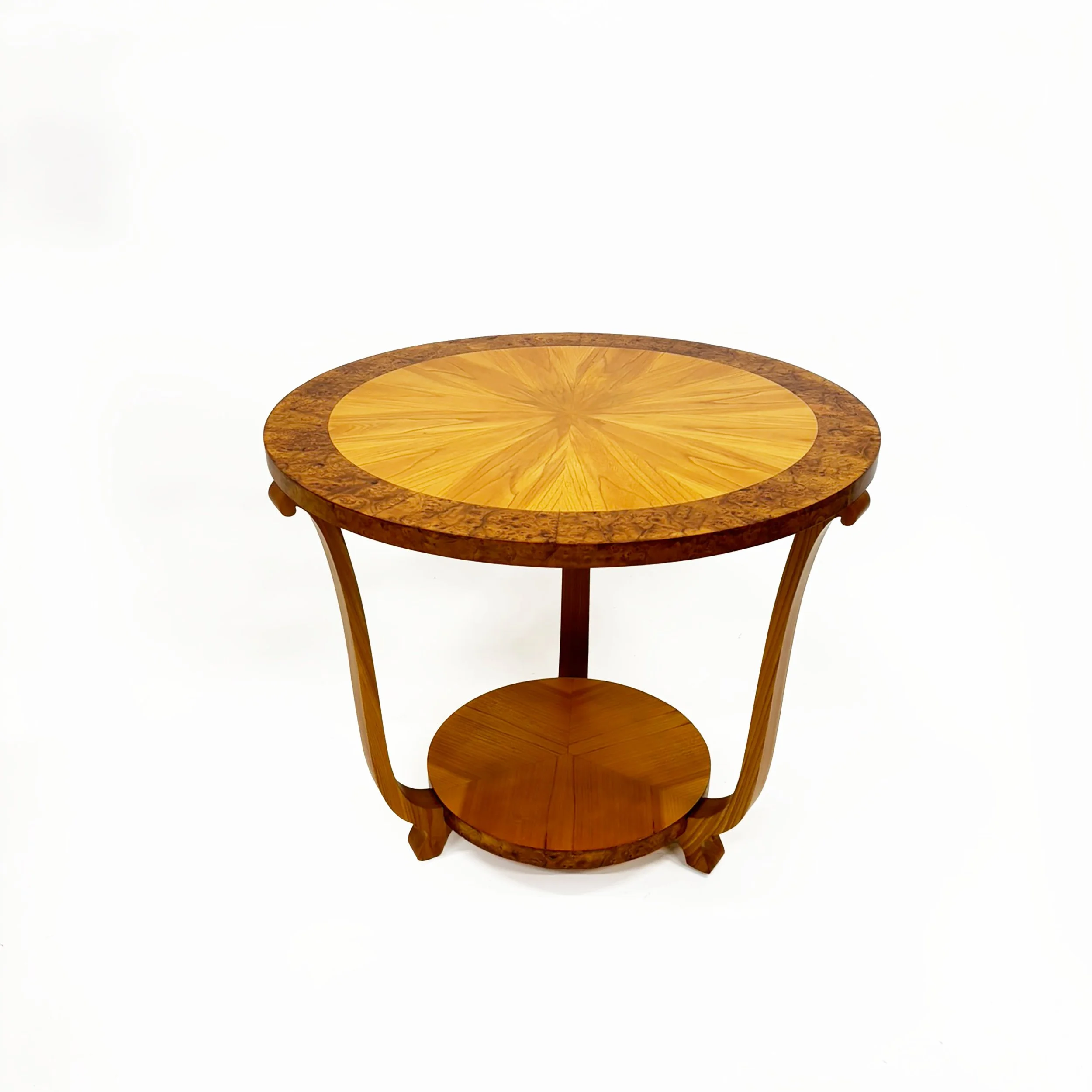 Burl Walnut Art Deco Table, Sweden 1930s