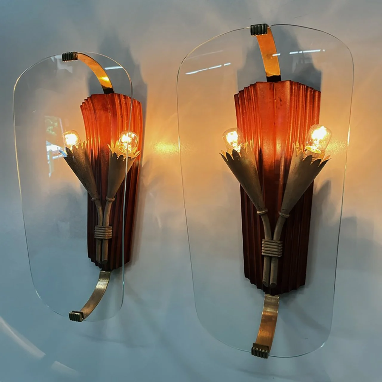 Pair of wall lamps by Pietro Chiesa, Italy 1950s