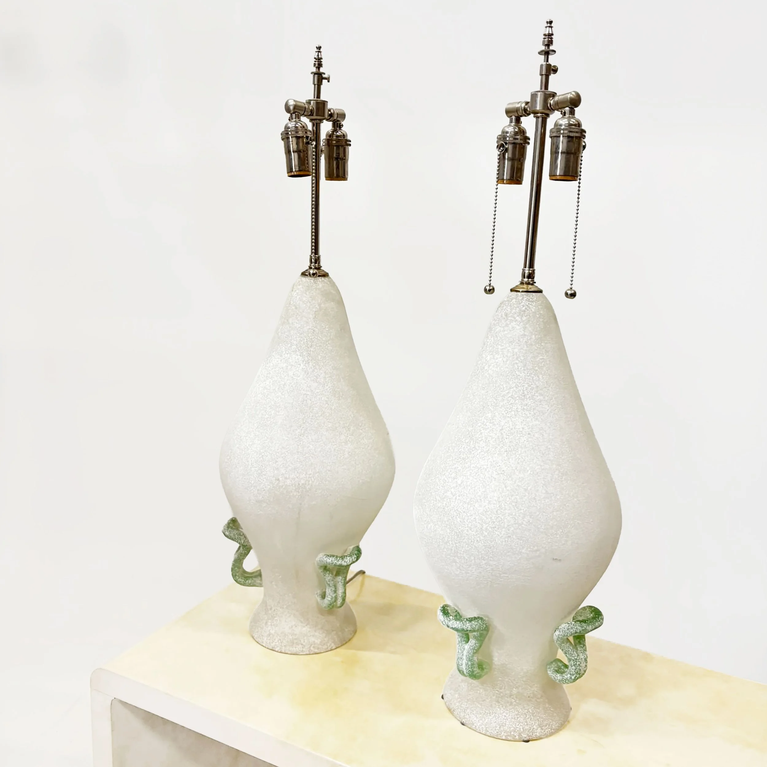 Pair of Scavo Murano Lamps, Manner of Alfredo Barbini