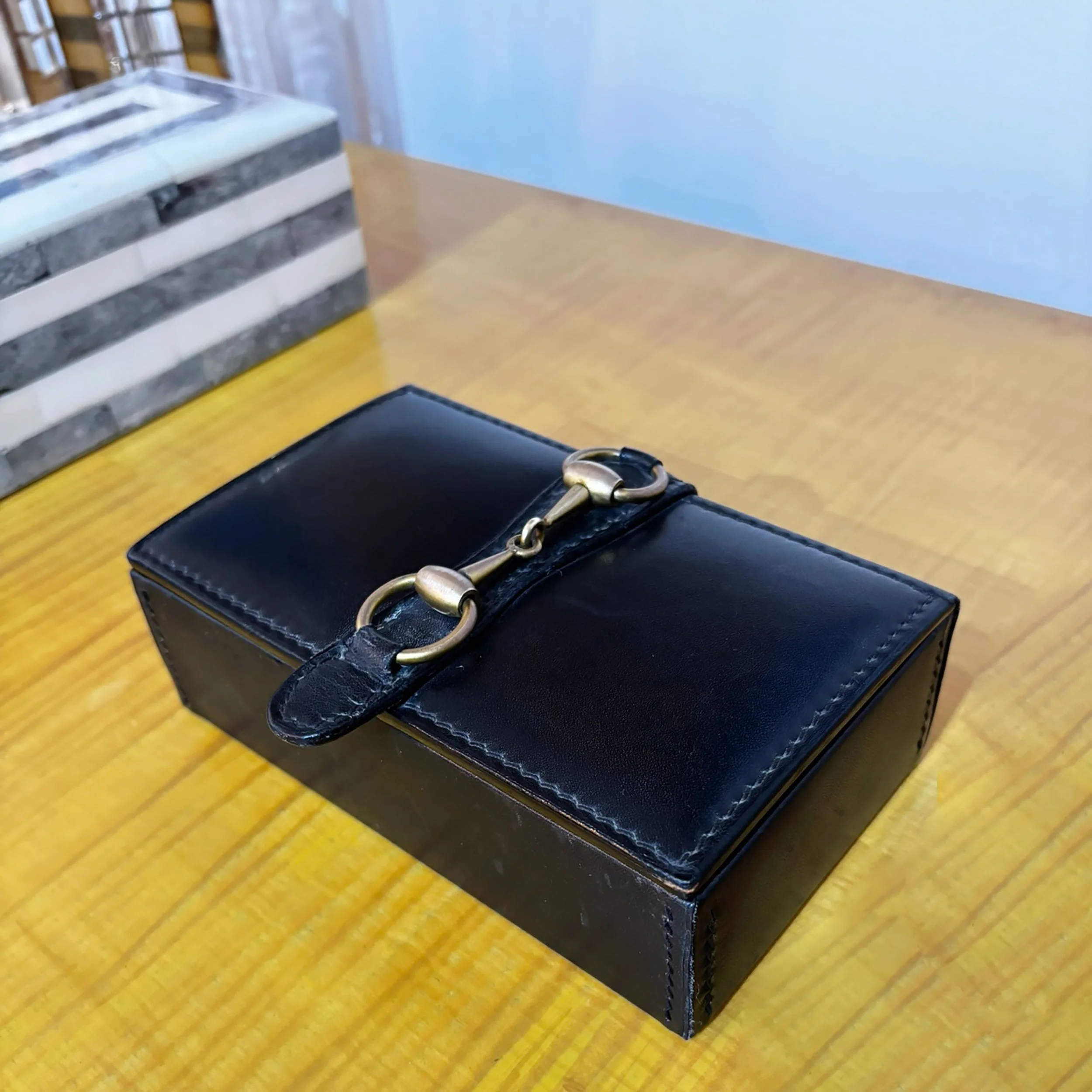 Gucci Leather Equestrian Snaffle Bit Keepsake Box, Italy 1970s
