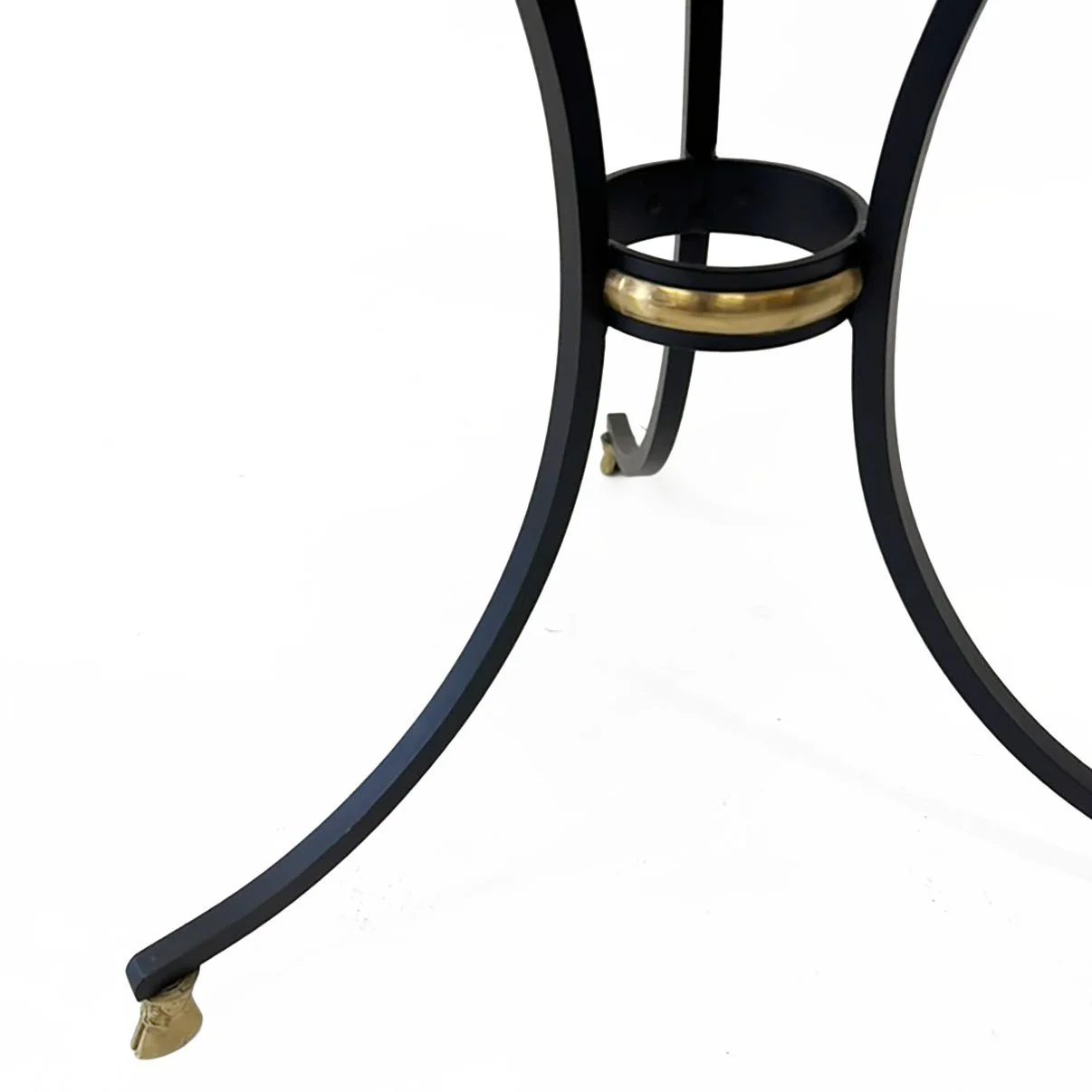 Iron and Brass Table with Antique Smoke Glass, France 1950s.