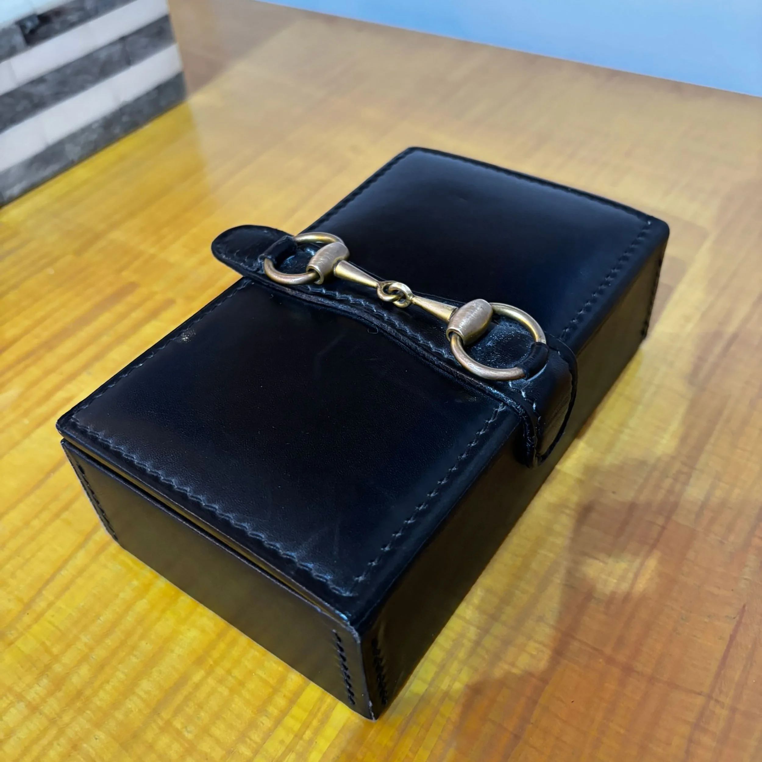 Gucci Leather Equestrian Snaffle Bit Keepsake Box, Italy 1970s