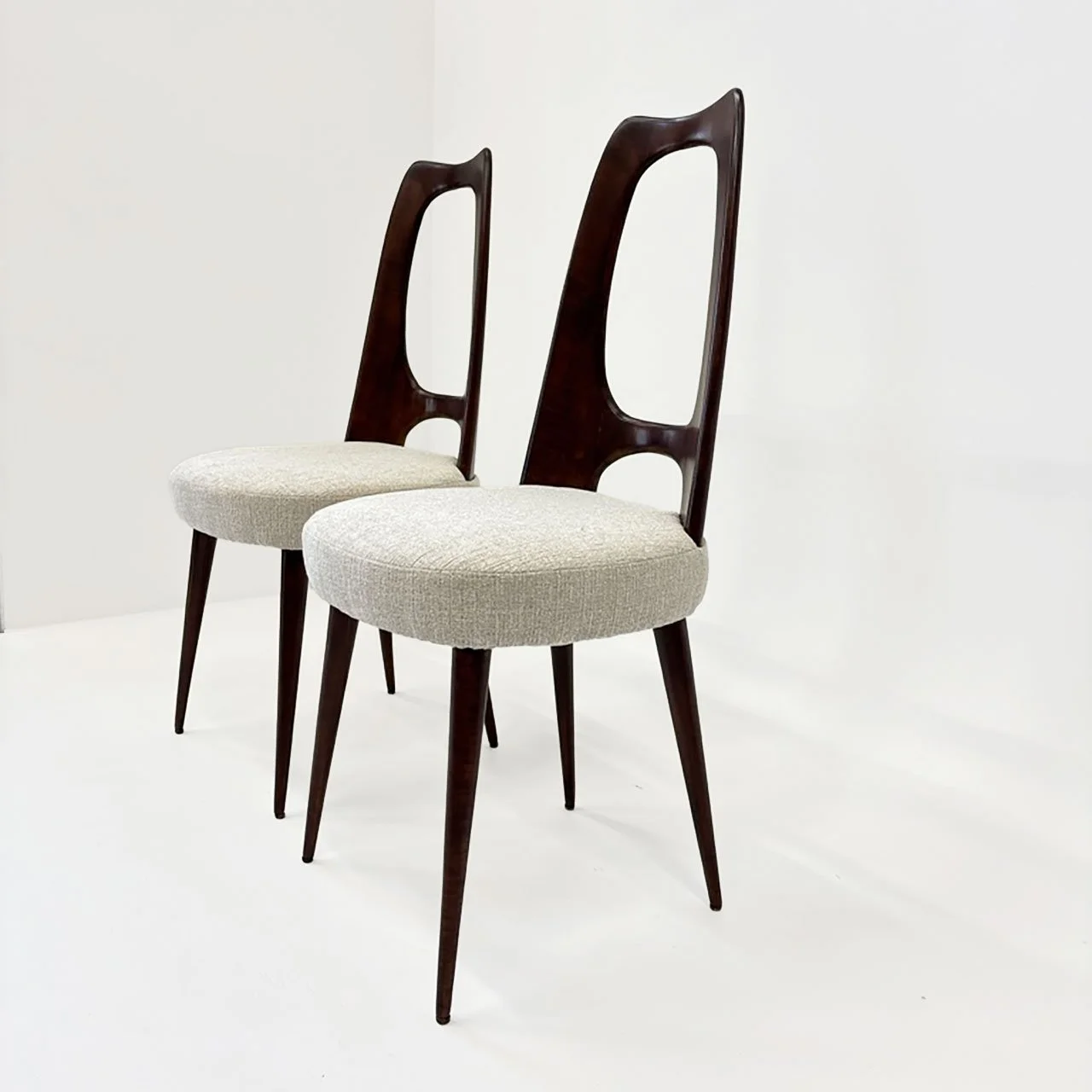 Vittorio Dassi Italian Mahogany Chairs, 1950s
