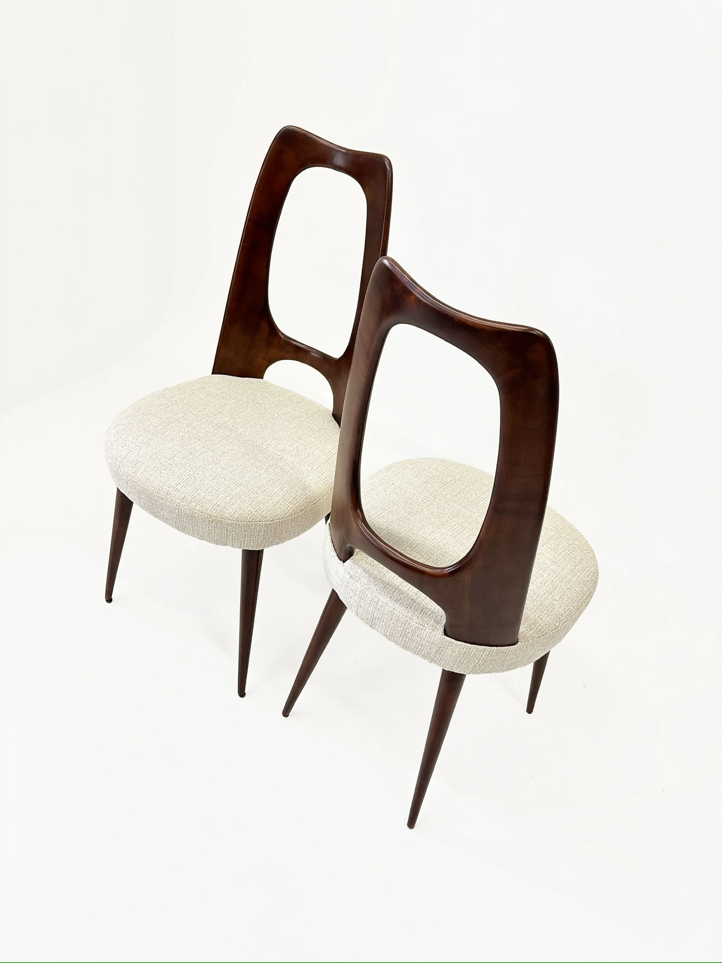 Vittorio Dassi Italian Mahogany Chairs, 1950s