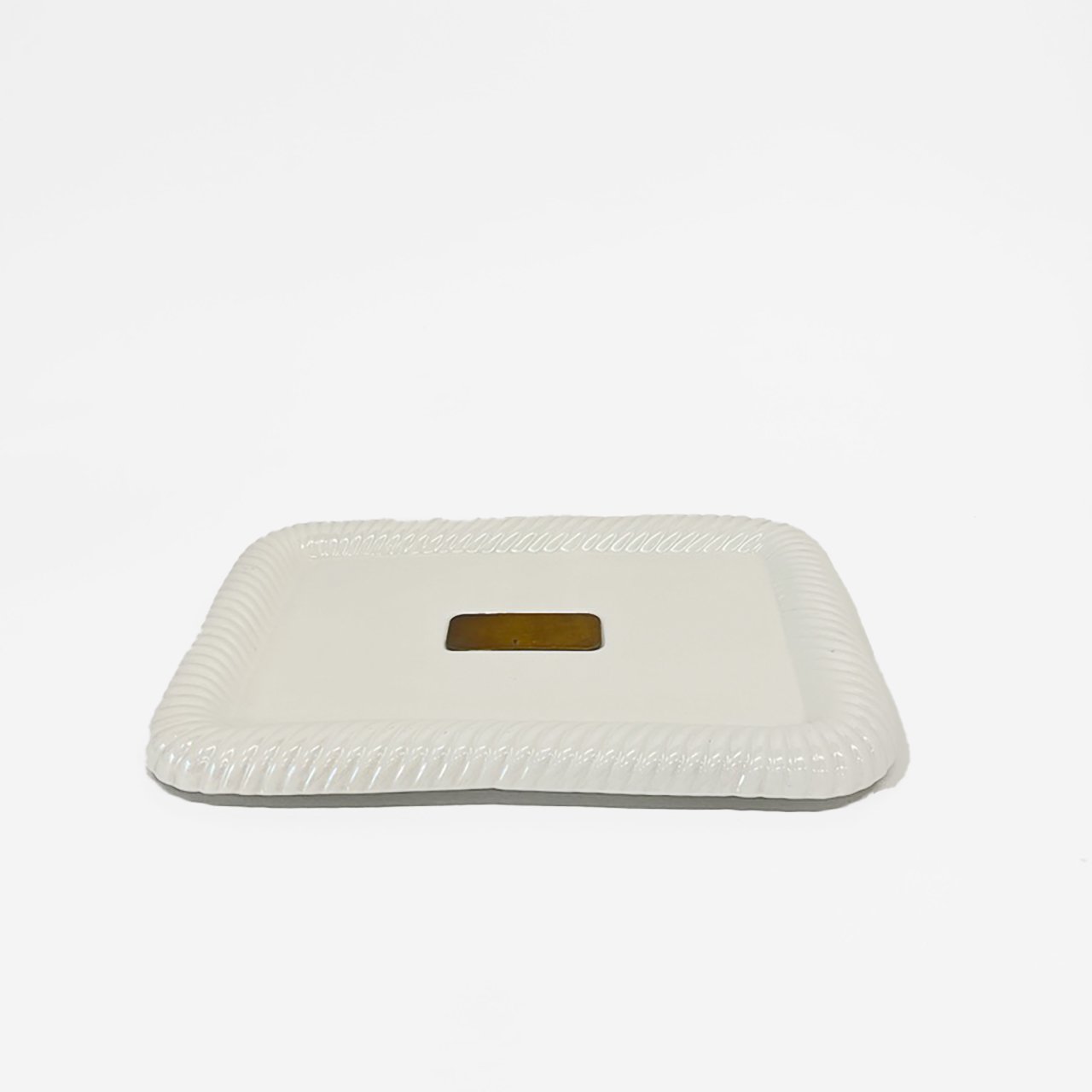Ceramic and Brass Serving Tray by Tommaso Barbi, Italy 1970s
