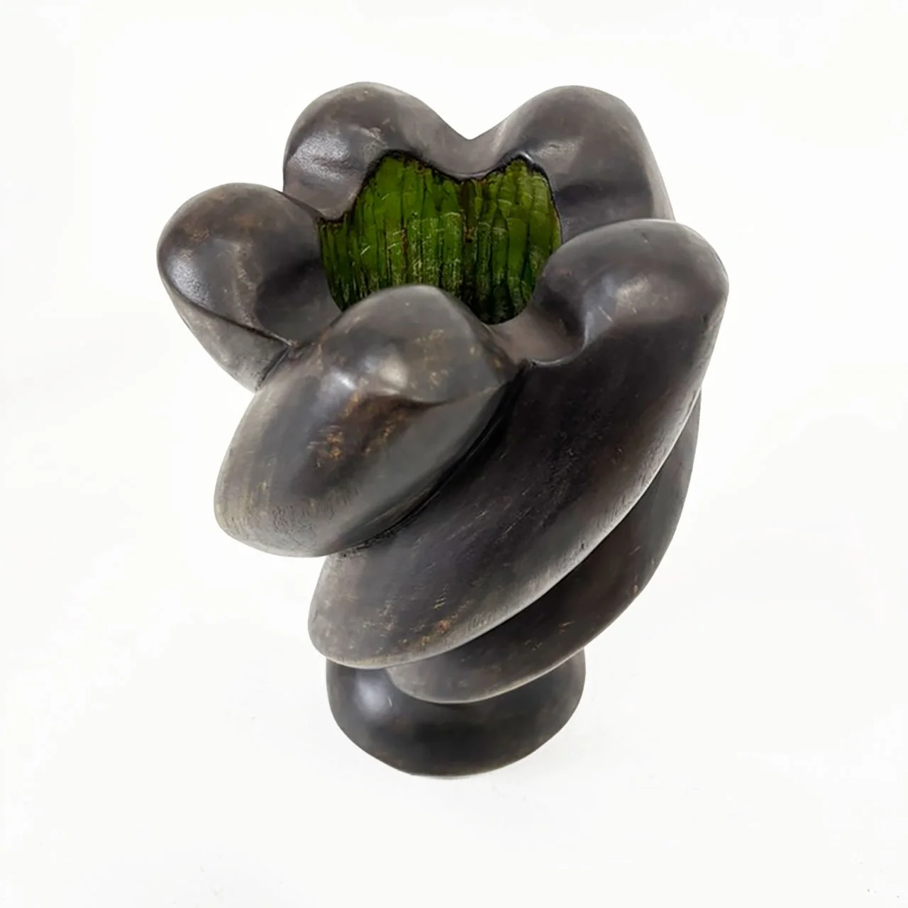 Spanish Brutalist Wooden Vase, 1960s