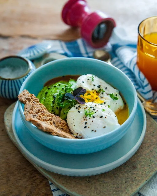 Poach Eggs &amp; Avocado with Japanese Sesame Dressing