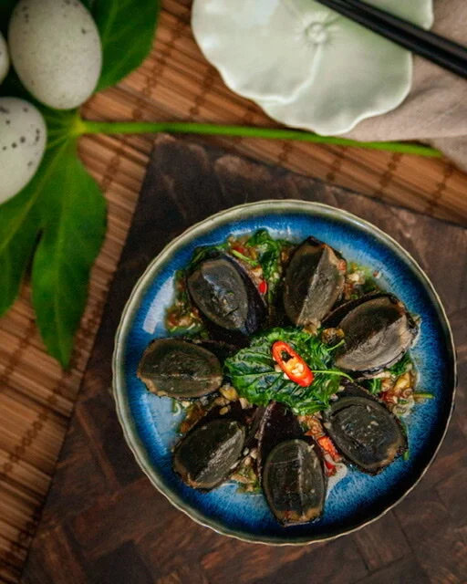 Century Eggs in Krapaw Sauce 
