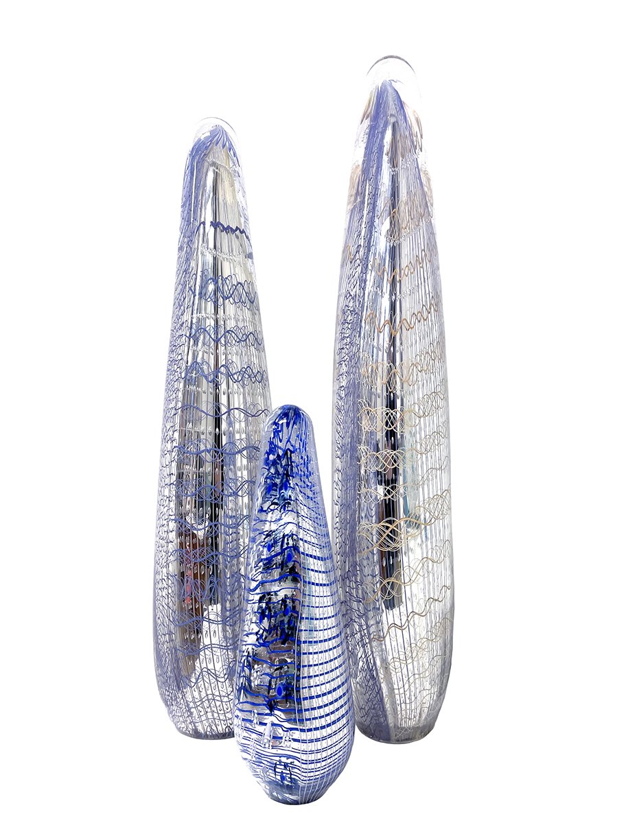 Mirrored Duomo’s, 2021, blown and mirrored glass, 22.5 x 10 x 7 in.